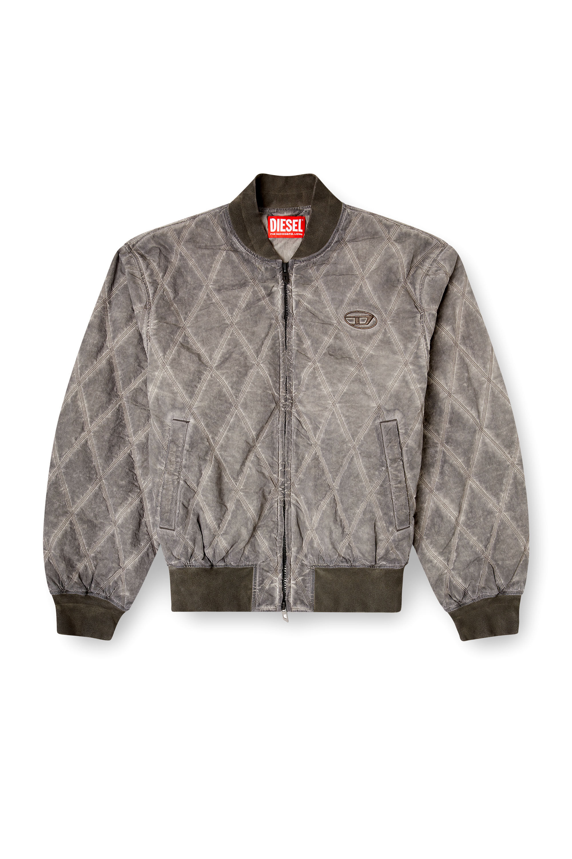 Diesel - J-TYPE-TREAT, Giacca bomber imbottita e trapuntata a rombi Uomo in Grigio - 2