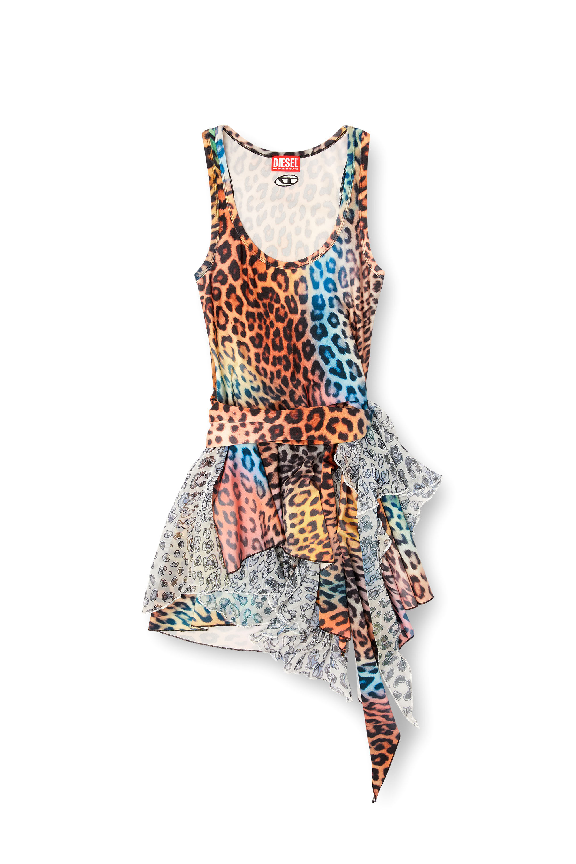 Diesel - D-OPERA-Q1, Miniabito asimmetrico stampa leopardo Donna in Marrone - 2