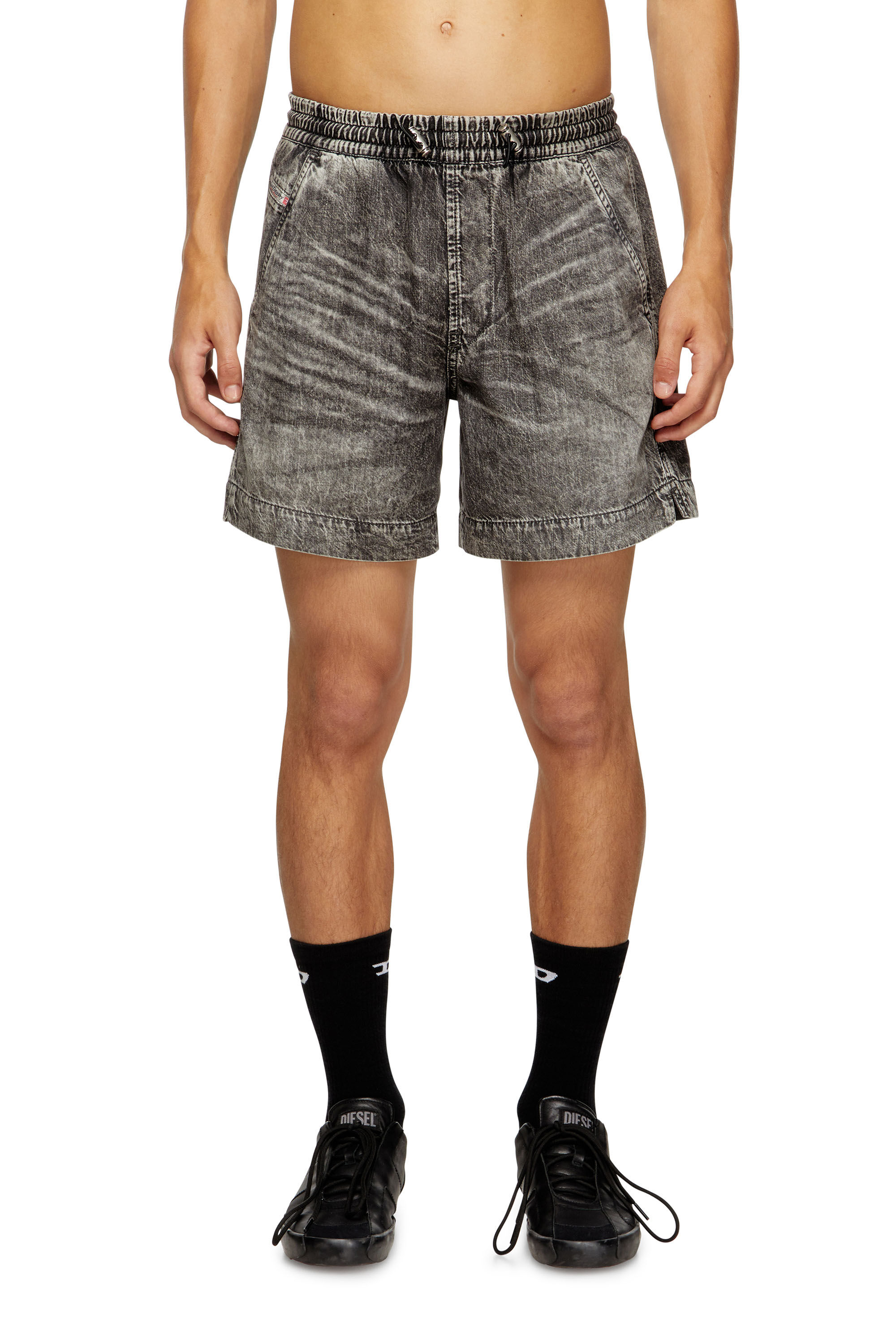 Diesel - D-TENNI-S1, Short in denim marmorizzato Unisex in Nero - 1