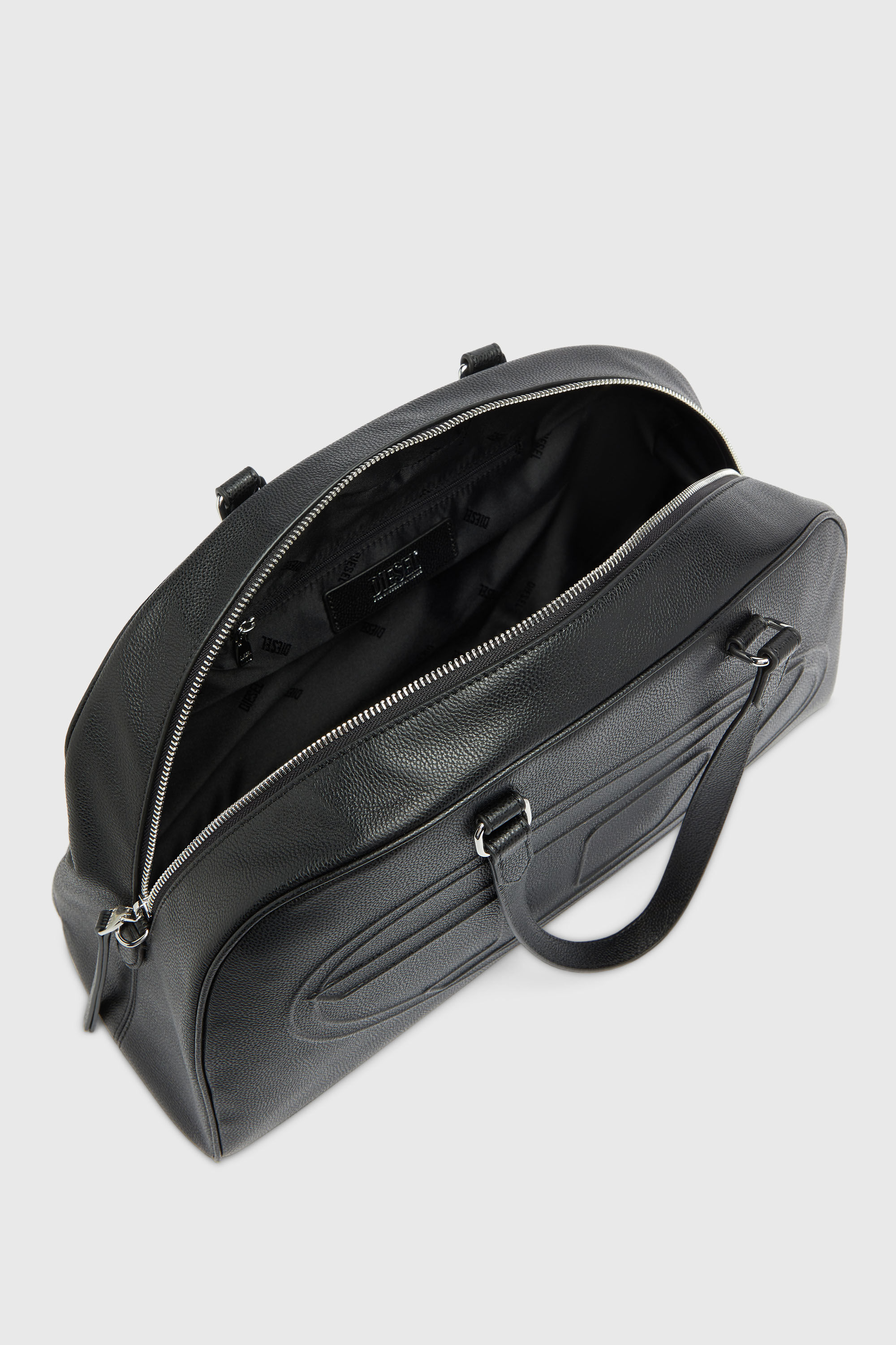 Diesel - 1DR DOME DUFFLE, 1DR Dome - Borsa da viaggio in pelle con Logo Oval D Unisex in Nero - 3