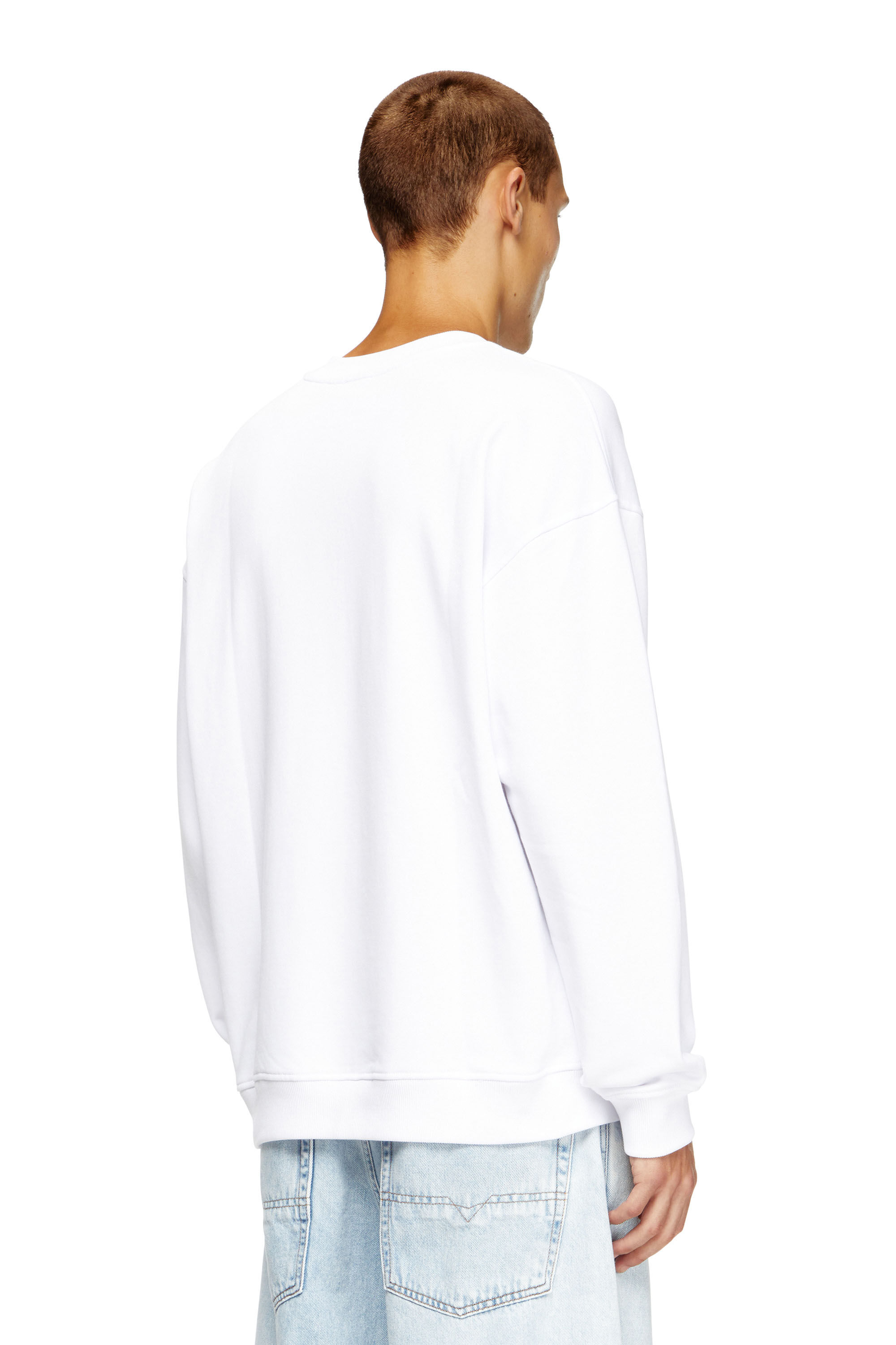 Diesel - S-BOXT-OD, Felpa con logo Oval D cut-out Uomo in Bianco - 4