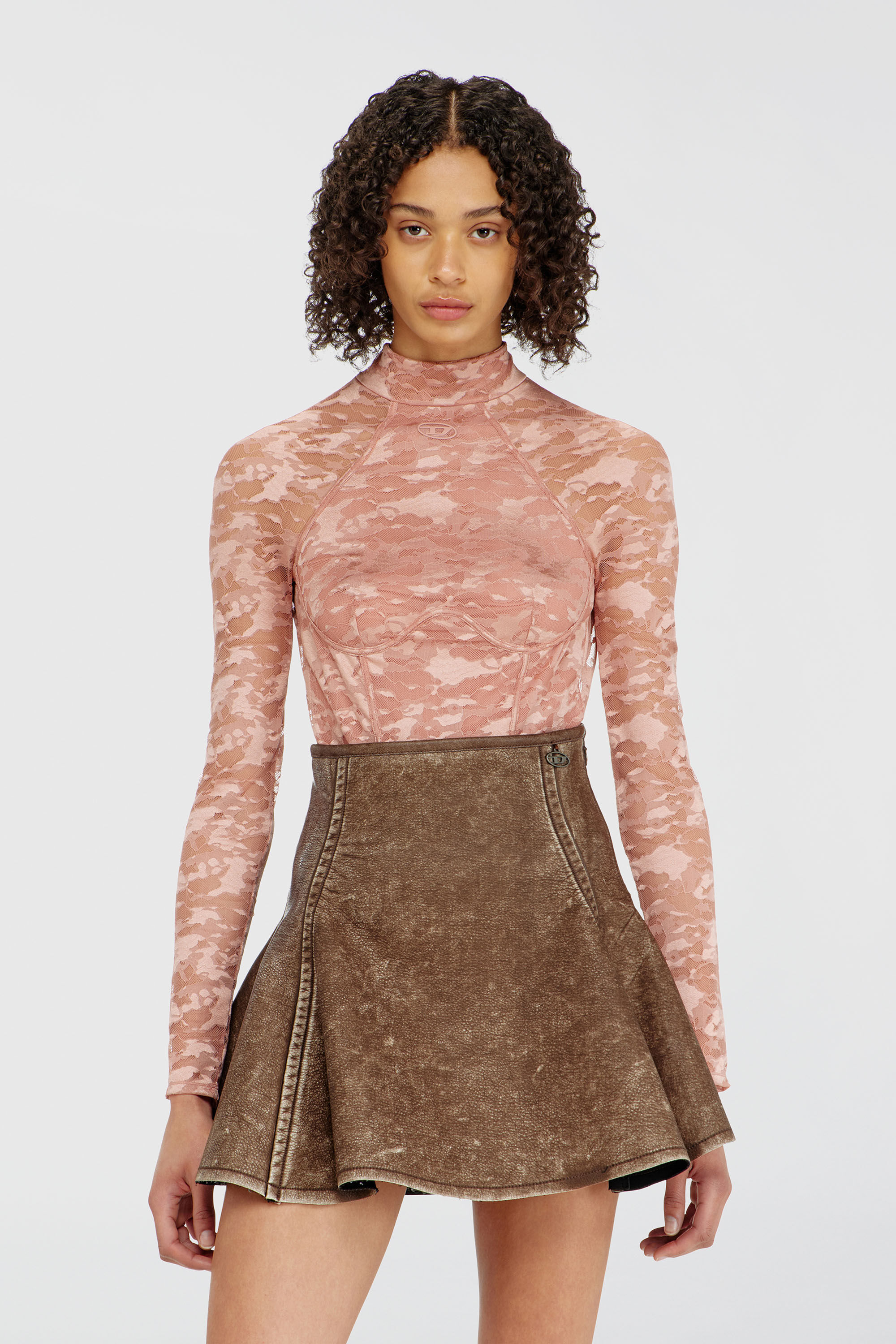 Diesel - VIVIAN-UTLT, Body in pizzo di nylon con schiena scoperta Donna in Rosa - 5