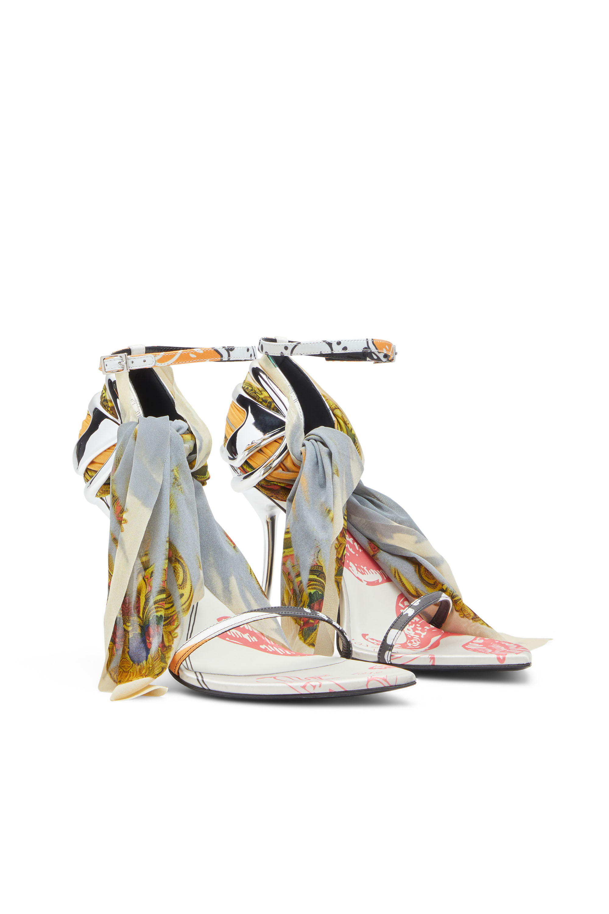 Diesel - D-TEN&HALF SDL BANDANA, D-Ten&Half-Sandalo bandana a stiletto in raso Donna in Multicolor - 2