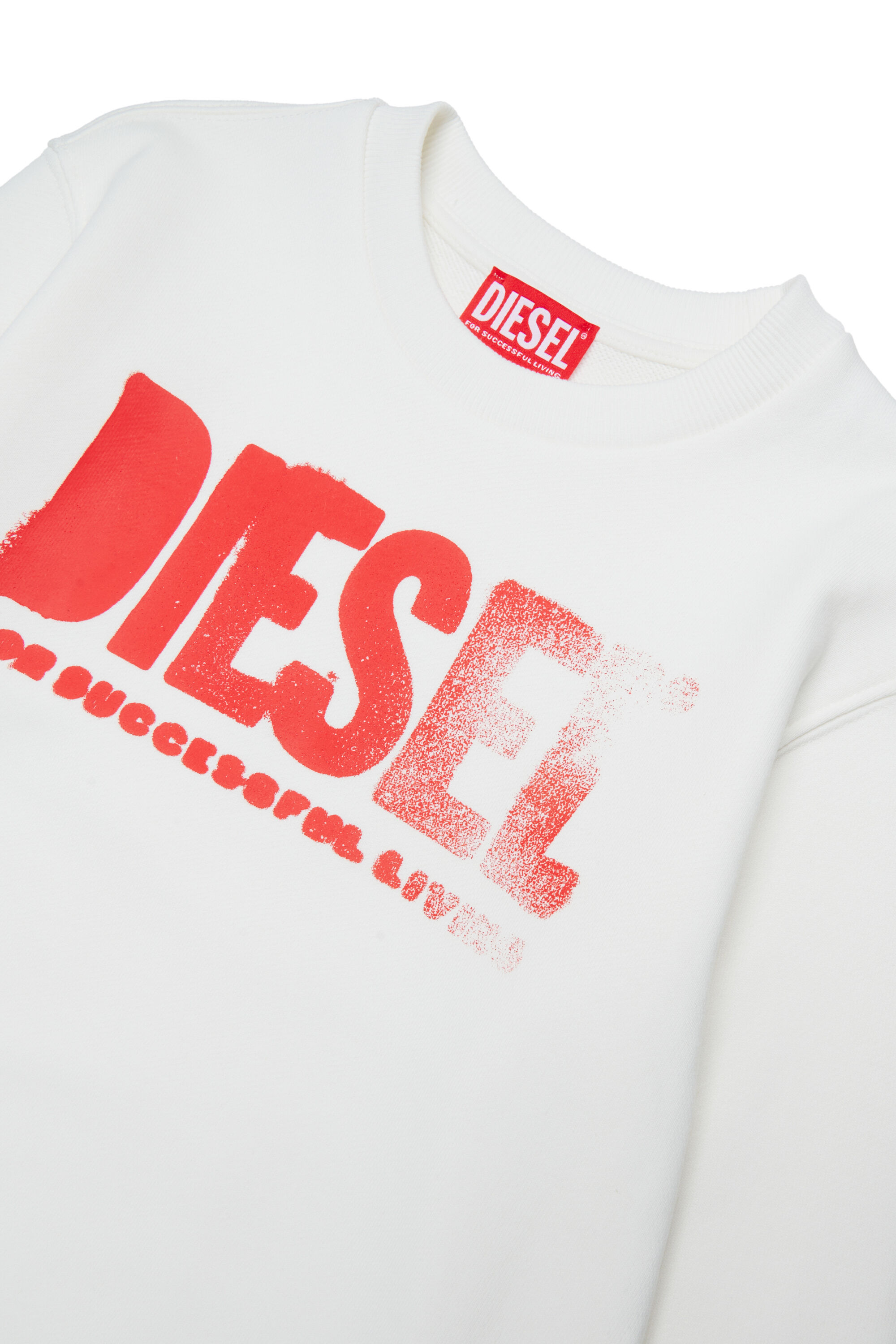 Diesel - SIDER OVER, Felpa con scollo tondo e maxi stampa del logo Diesel Uomo in Bianco - 3