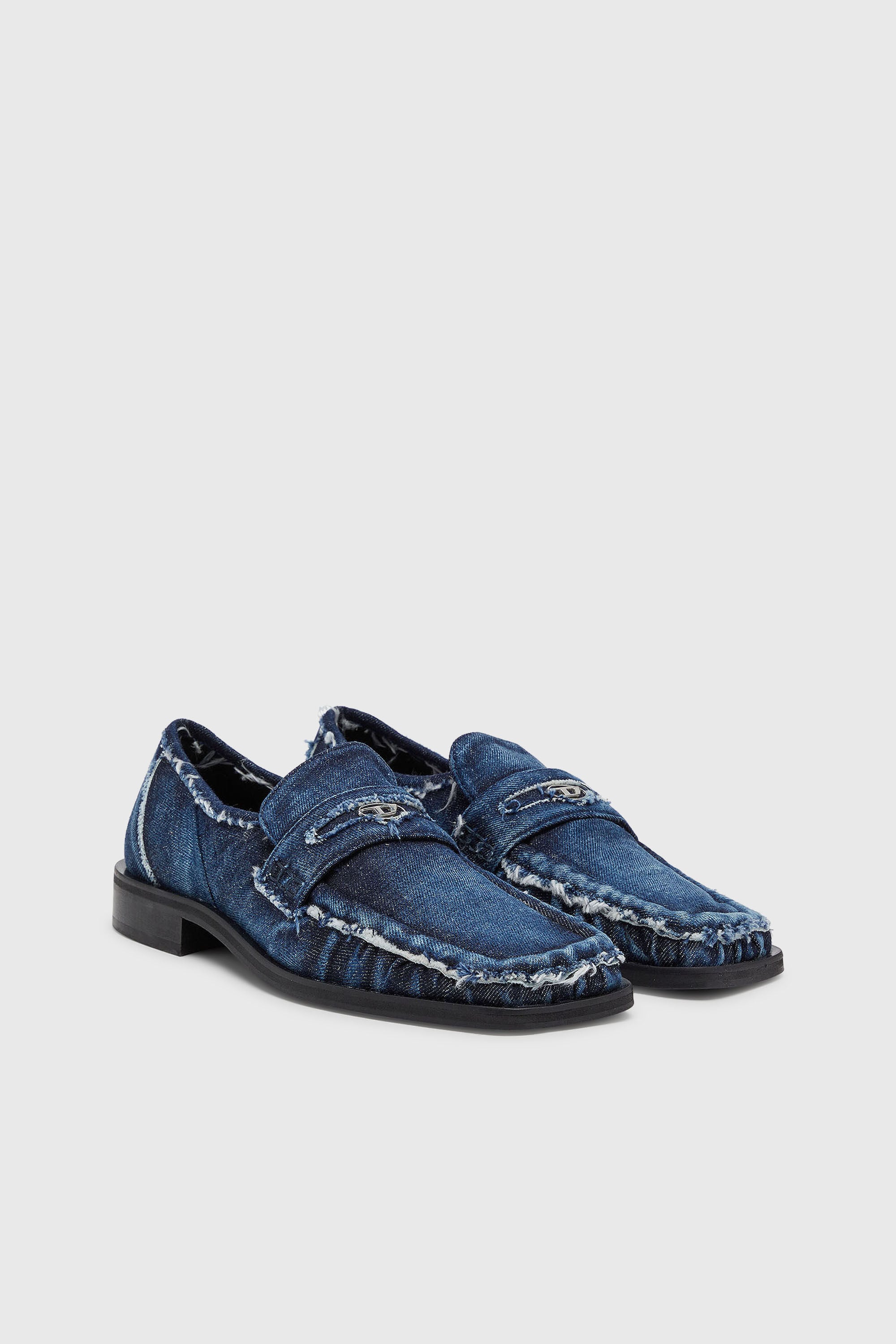 Diesel - D-AMBER LOAFER, D-Amber - Penny loafers in denim a taglio vivo Uomo in Blu - 2