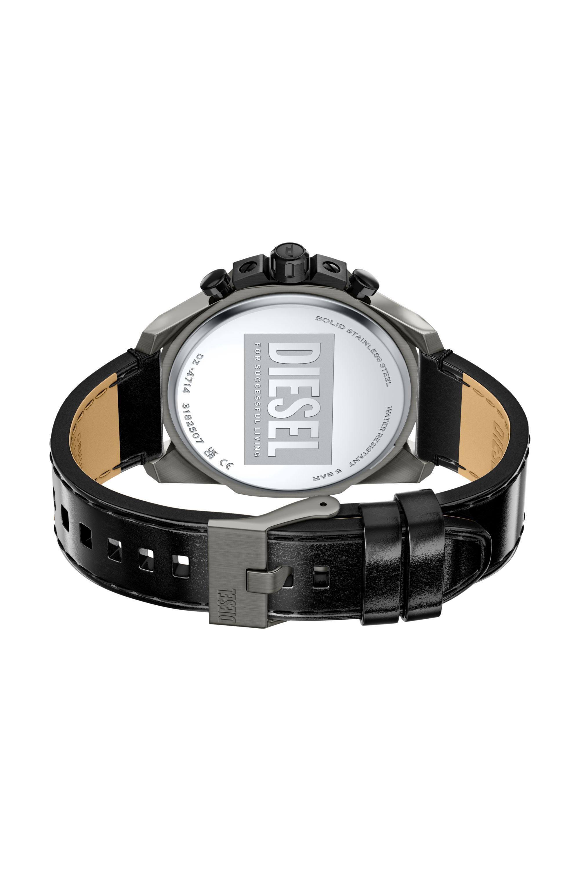 Diesel - DZ4714 WATCH, Orologio Mega Chief  Slim in pelle nera Uomo in Nero - 4