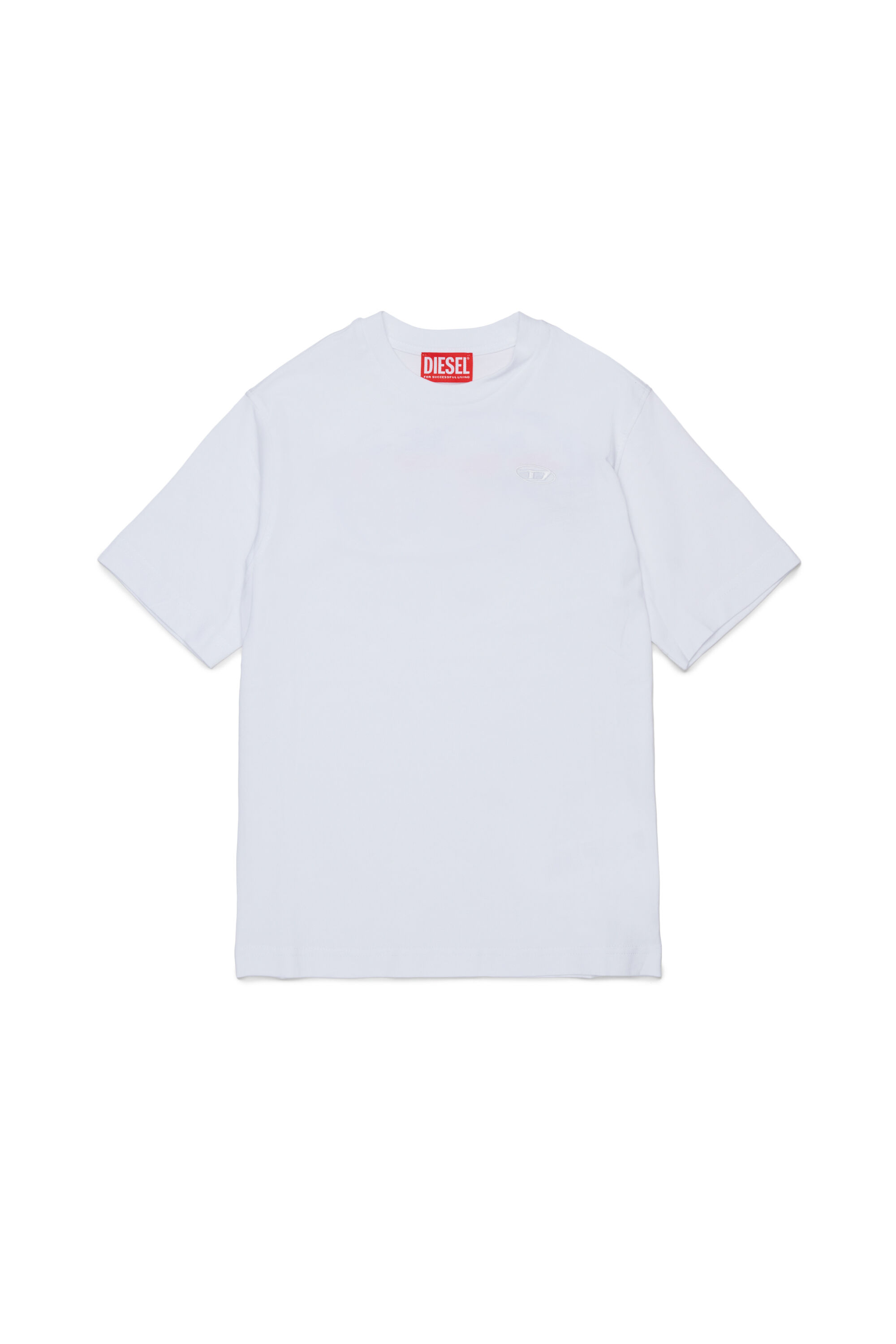 Diesel - TSCRAP OVER, T-shirt con ricamo Oval D e stampa flock Uomo in Bianco - 1
