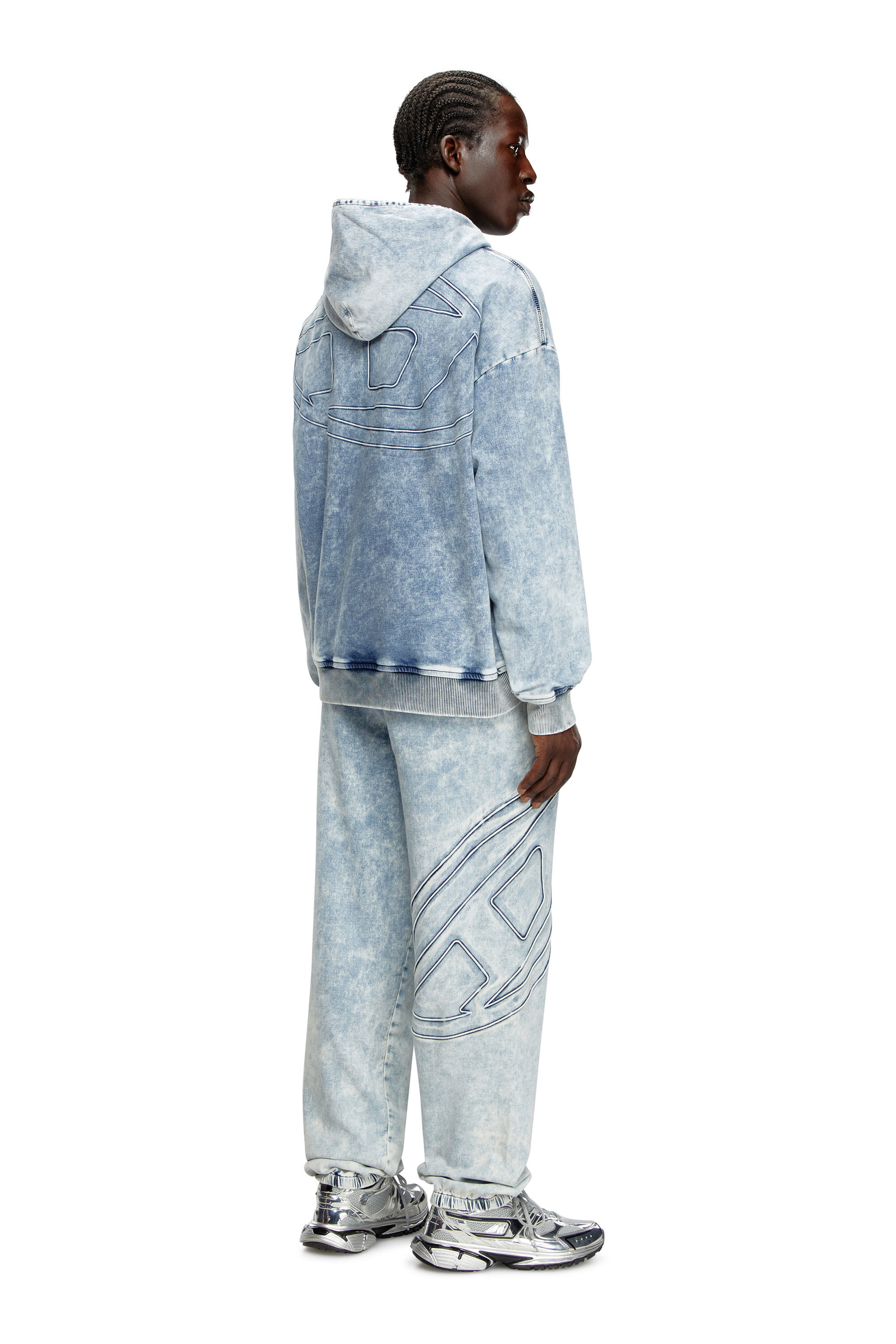 Felpa in Track Denim con Oval D Donna Blu Diesel