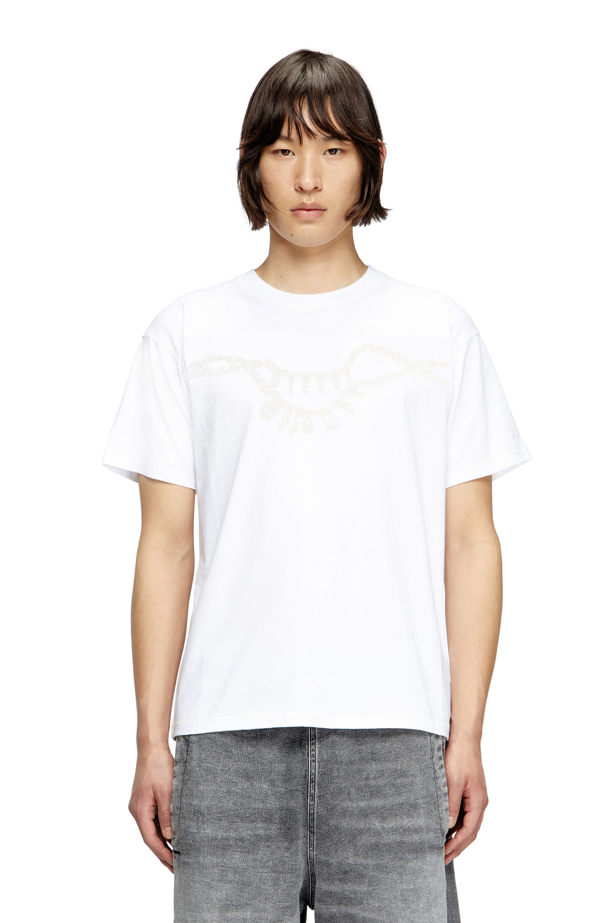Diesel - T-NORM-HOSHI, T-shirt con stampa collana Unisex in Bianco - 3