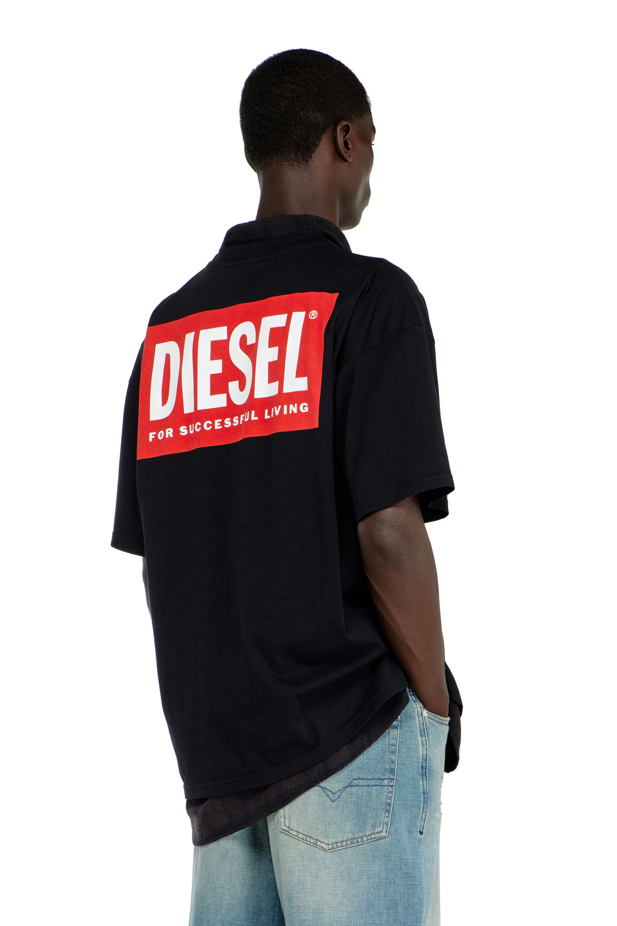 Diesel - T-BOXT-BISK, T-shirt in cotone con stampa Diesel Biscotto Uomo in Nero - 4