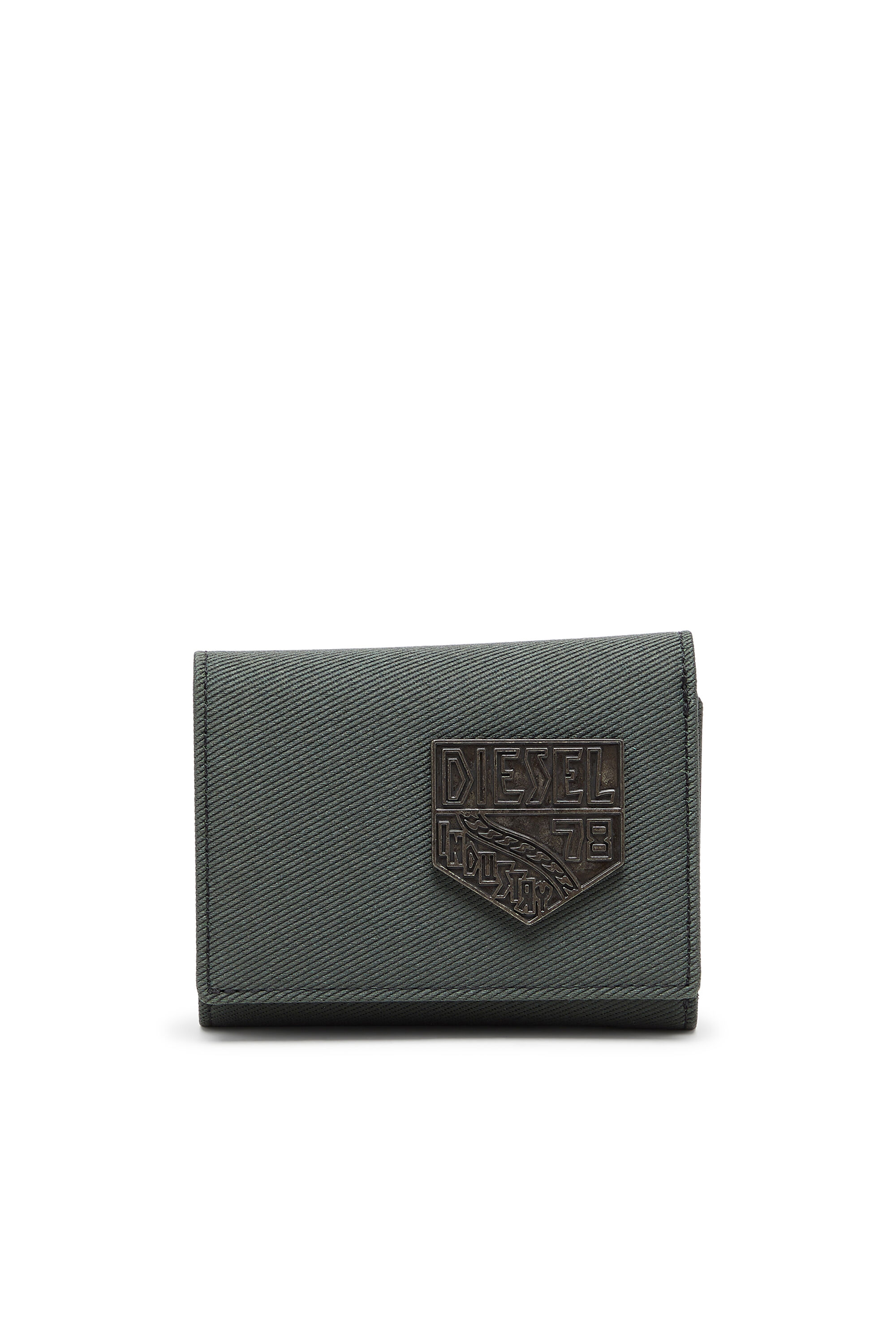 Diesel - D-PACK TRI FOLD COIN 3D, Portamonete con patch in rilievo Uomo in Verde - 1