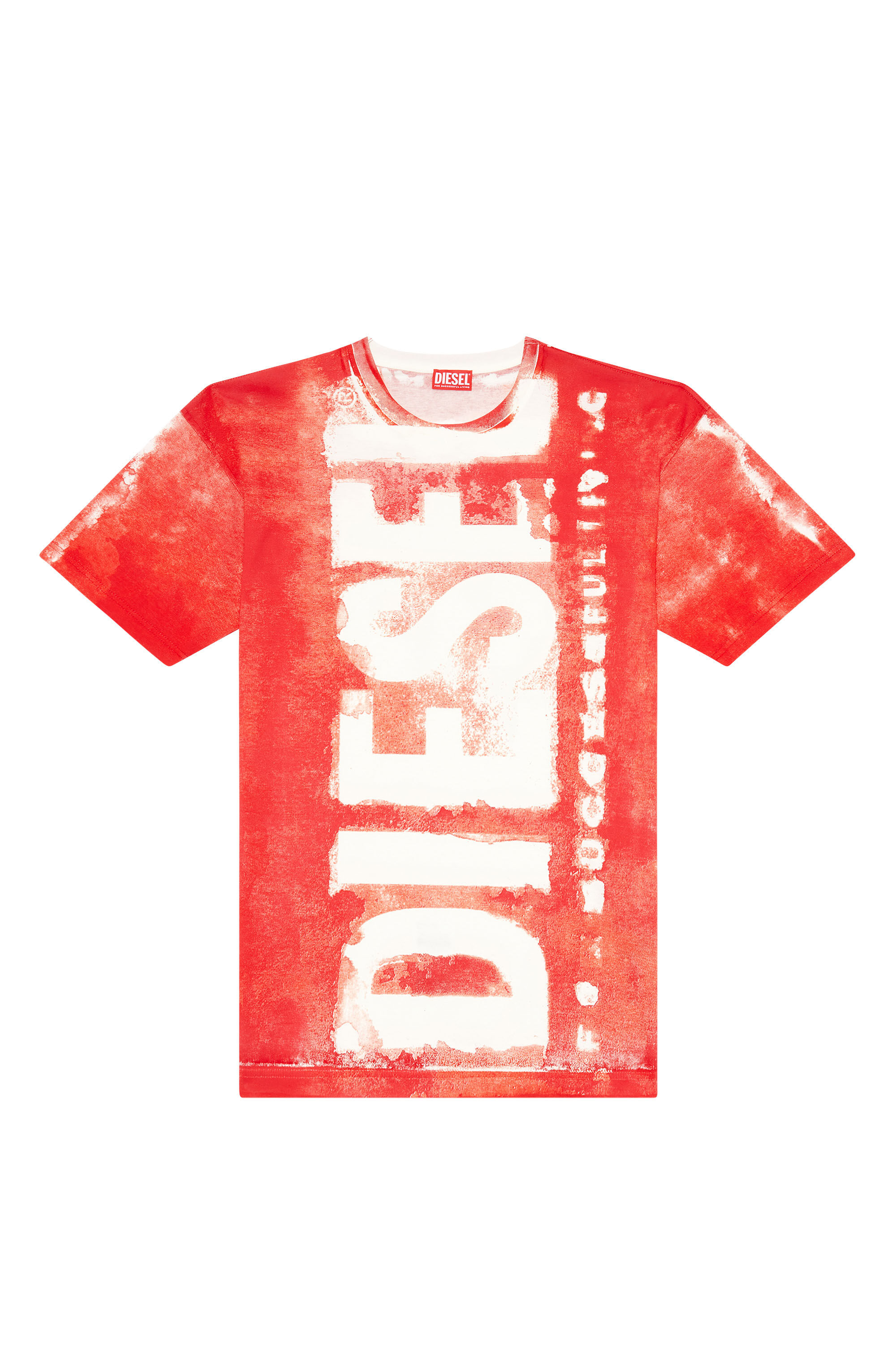 Diesel - T-BOXT-BISC, T-shirt con maxi loghi a macchie Uomo in Rosso - 1