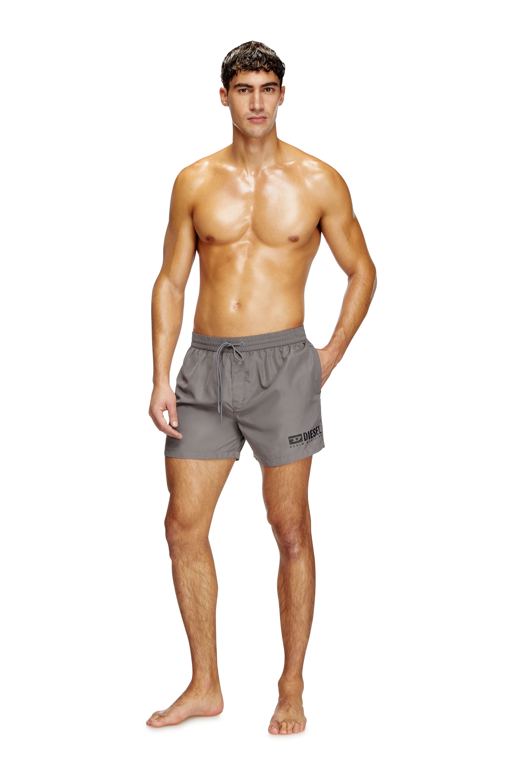 Diesel - KEN-37-D-BOX, Pantaloncini da mare con stampa logo Uomo in Grigio - 2