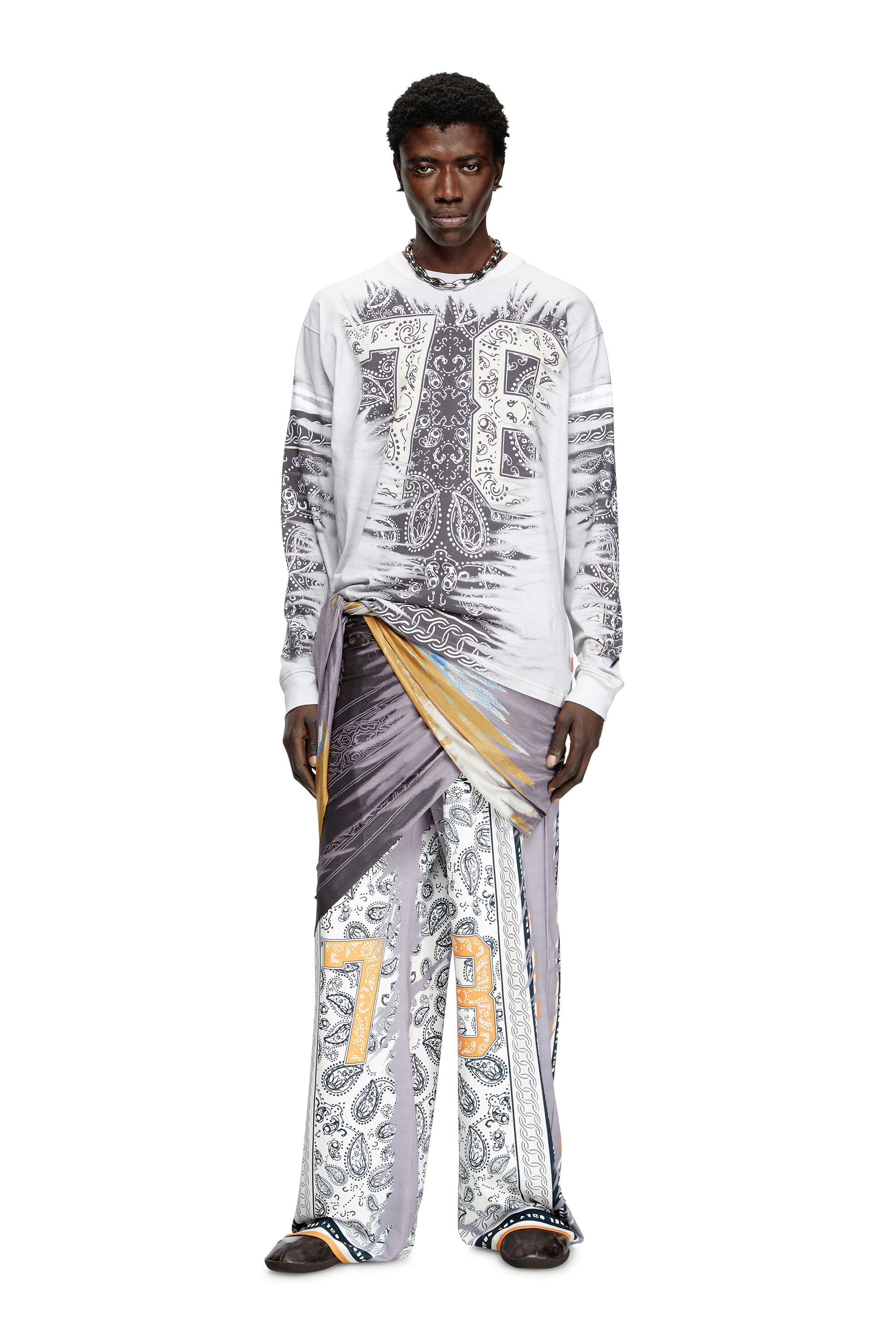 Diesel - T-NORM-LS-R1, Maglia a maniche lunghe con stampa "78" Uomo in Multicolor - 1