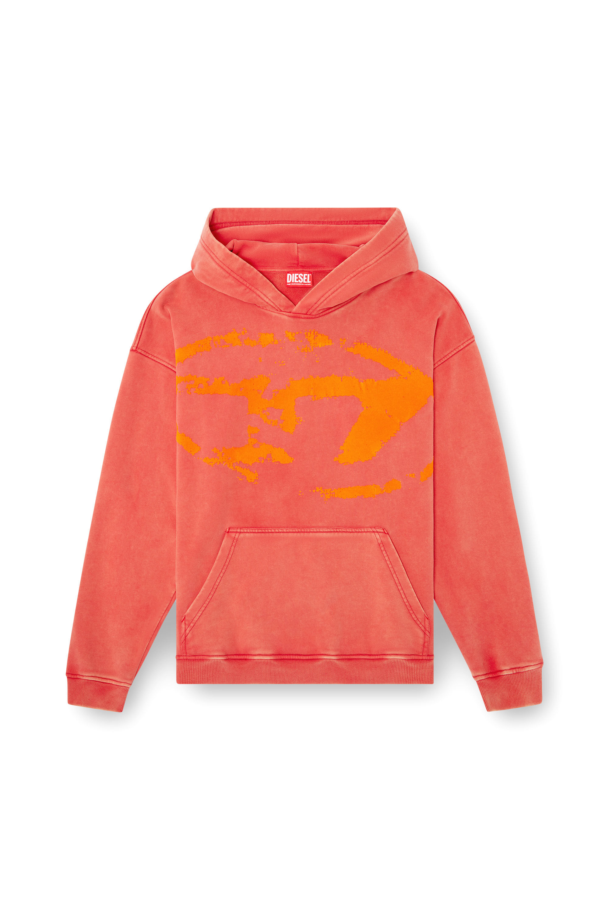 Diesel - S-BOXT-HOOD-R10, Hoodie con logo Oval D floccato Uomo in Rosso - 2
