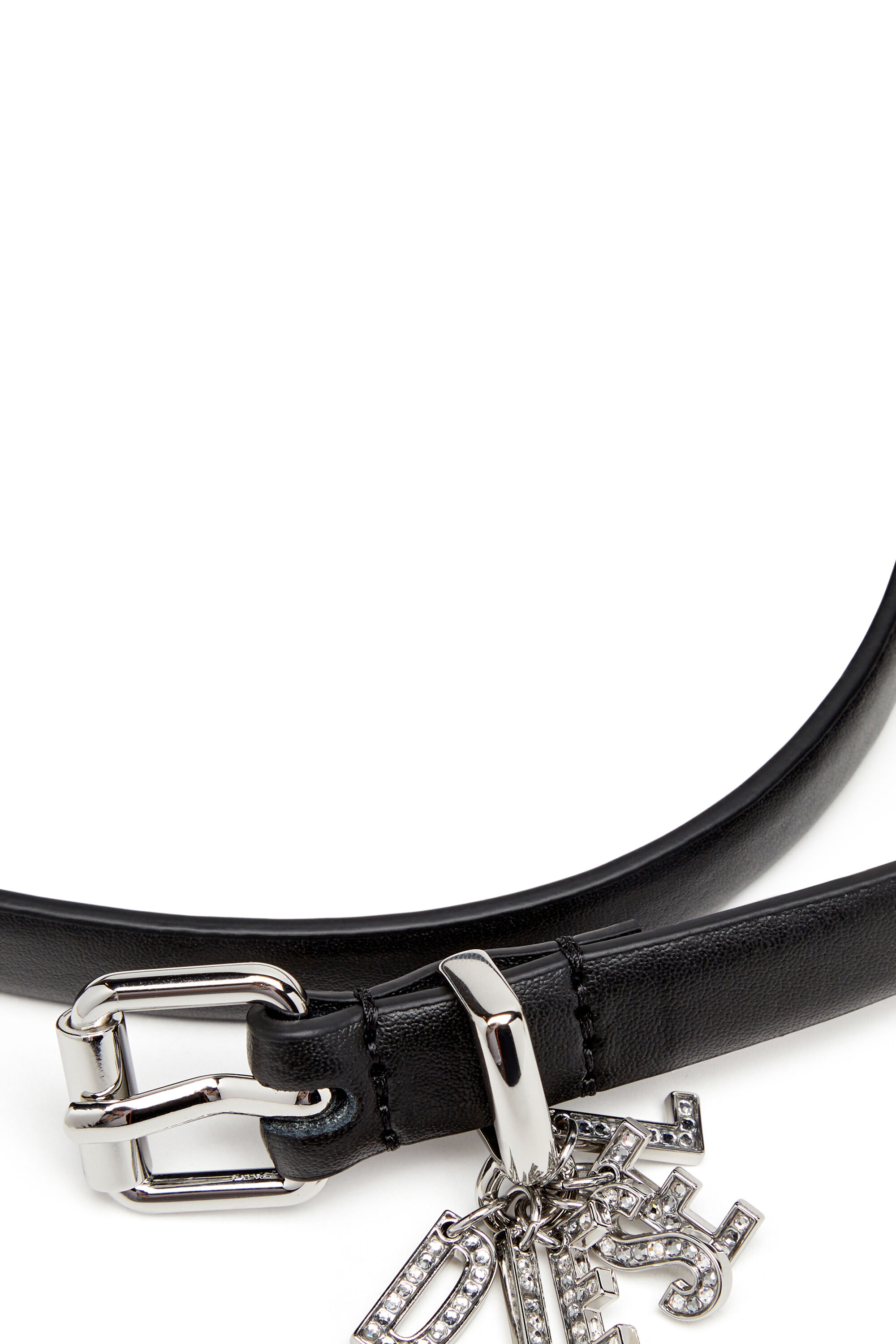 Diesel - B-CHARM-LOOP, Cintura in nappa con charm logo Donna in Nero - 3