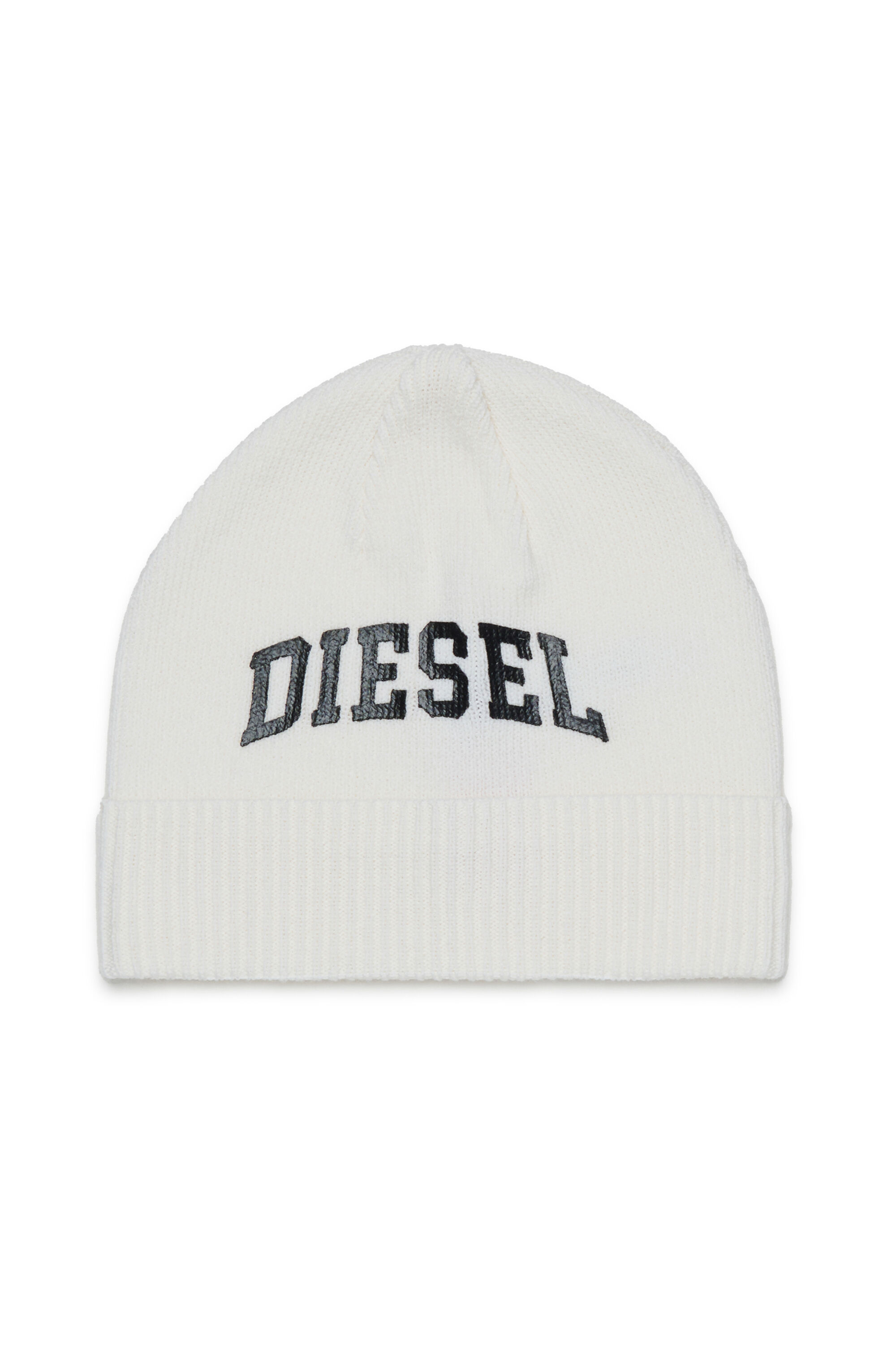 Diesel - FBAND, Berretto in misto lana con logo Unisex in Bianco - 1