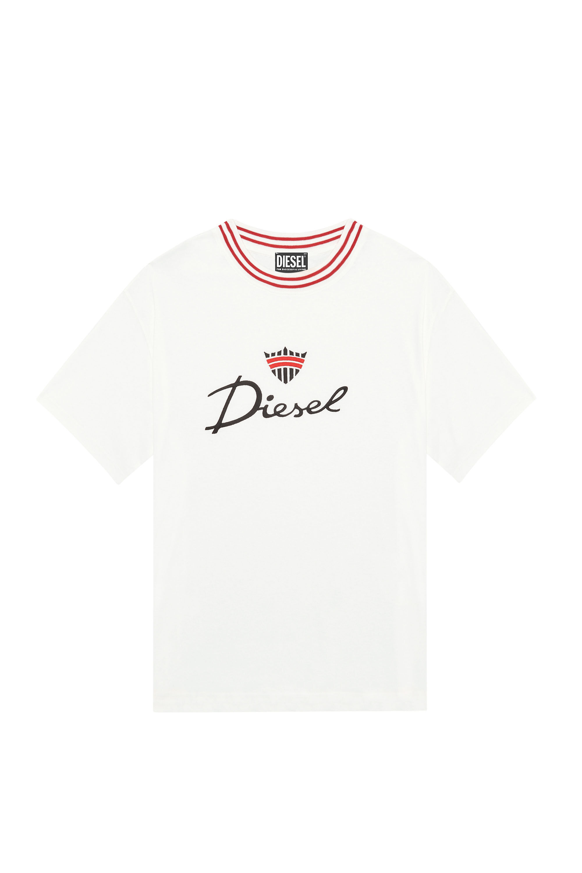 Diesel - T-WASH-G6, T-shirt con logo e corona ricamati Uomo in Bianco - 2