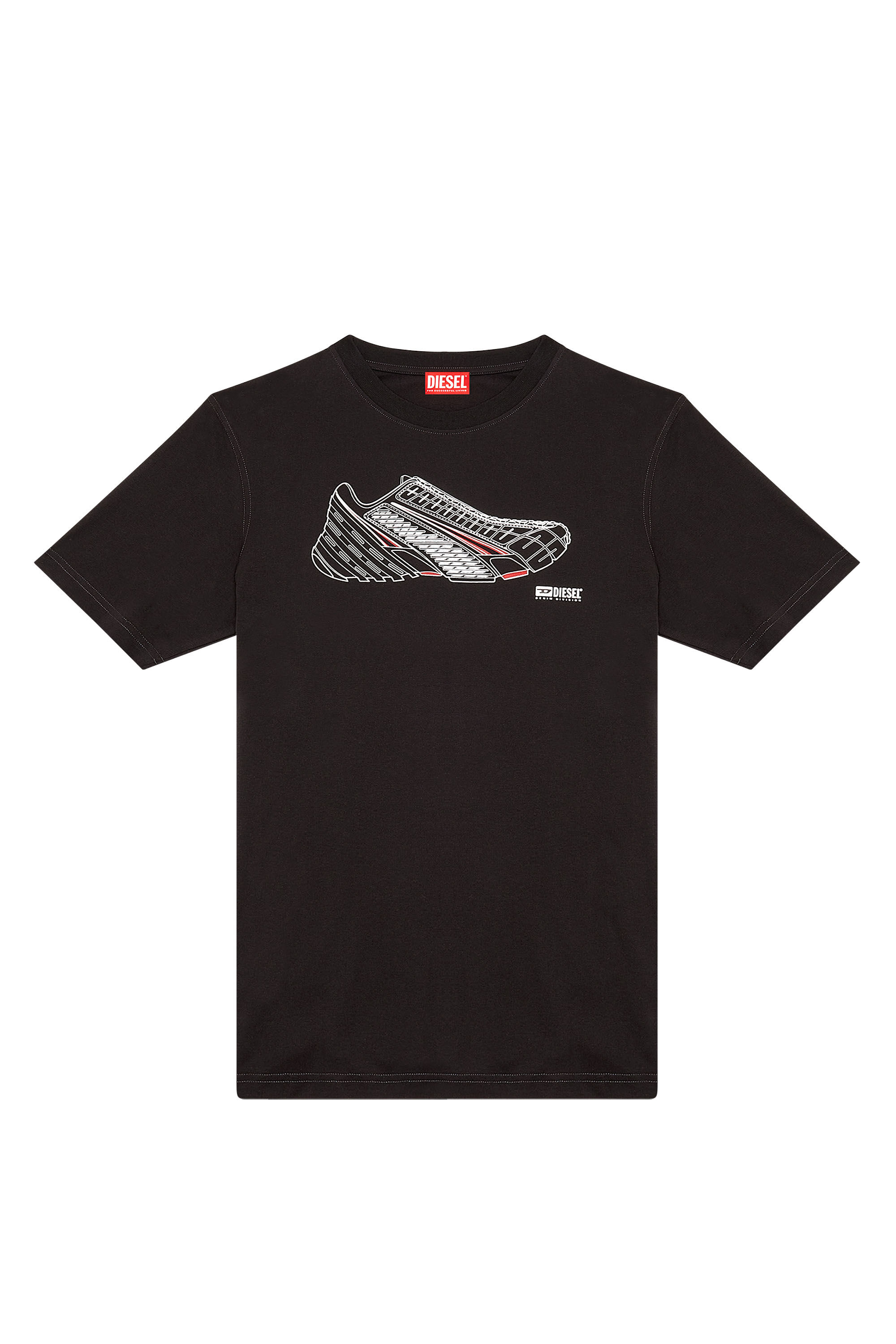 Diesel - T-JUST-SHOE, Man's T-shirt with Prototype sneaker print in Black - 1