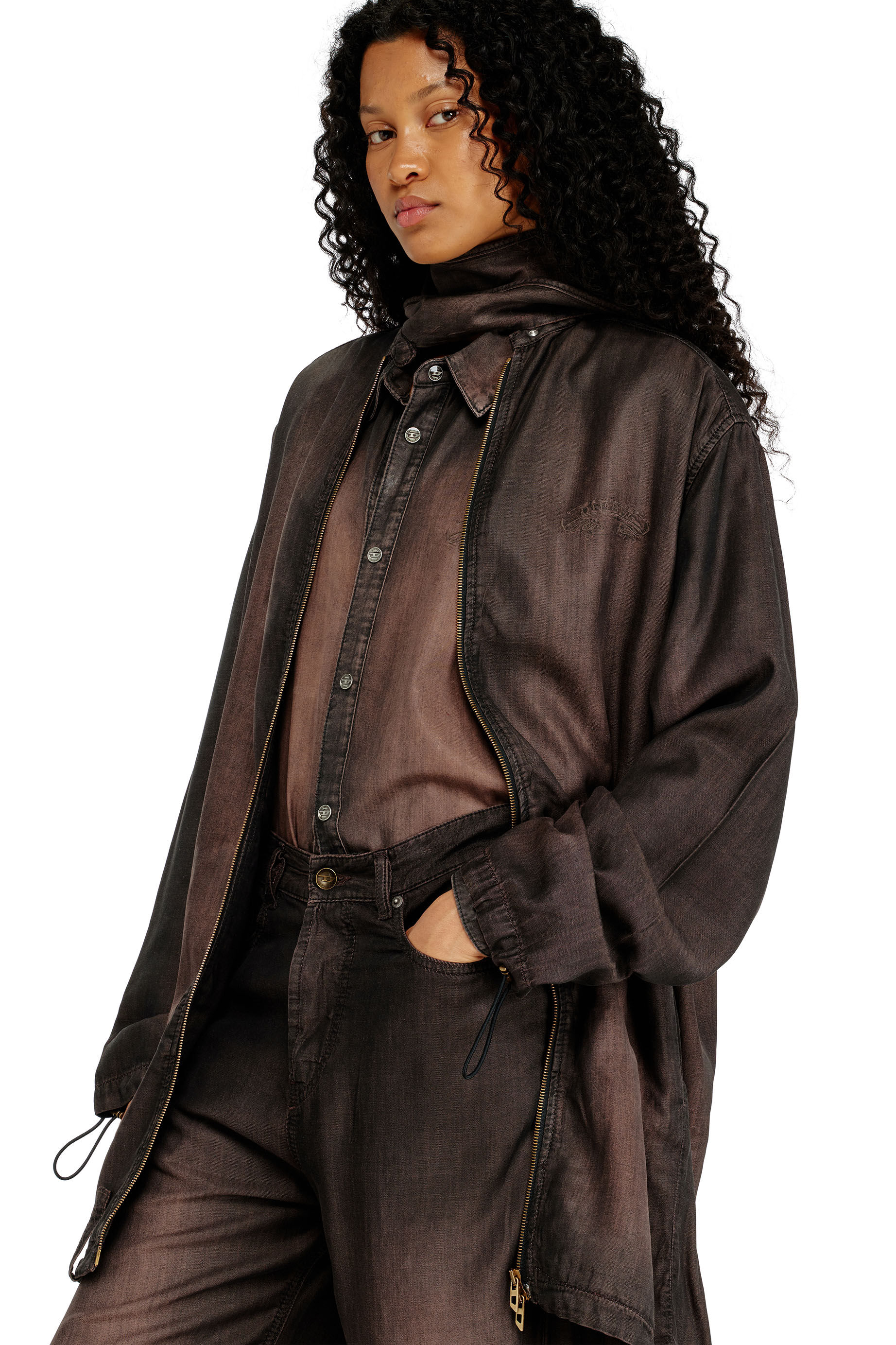 Diesel - DE-TROIT-S, Giacca leggera in denim fluido spalmato Donna in ToBeDefined - 5