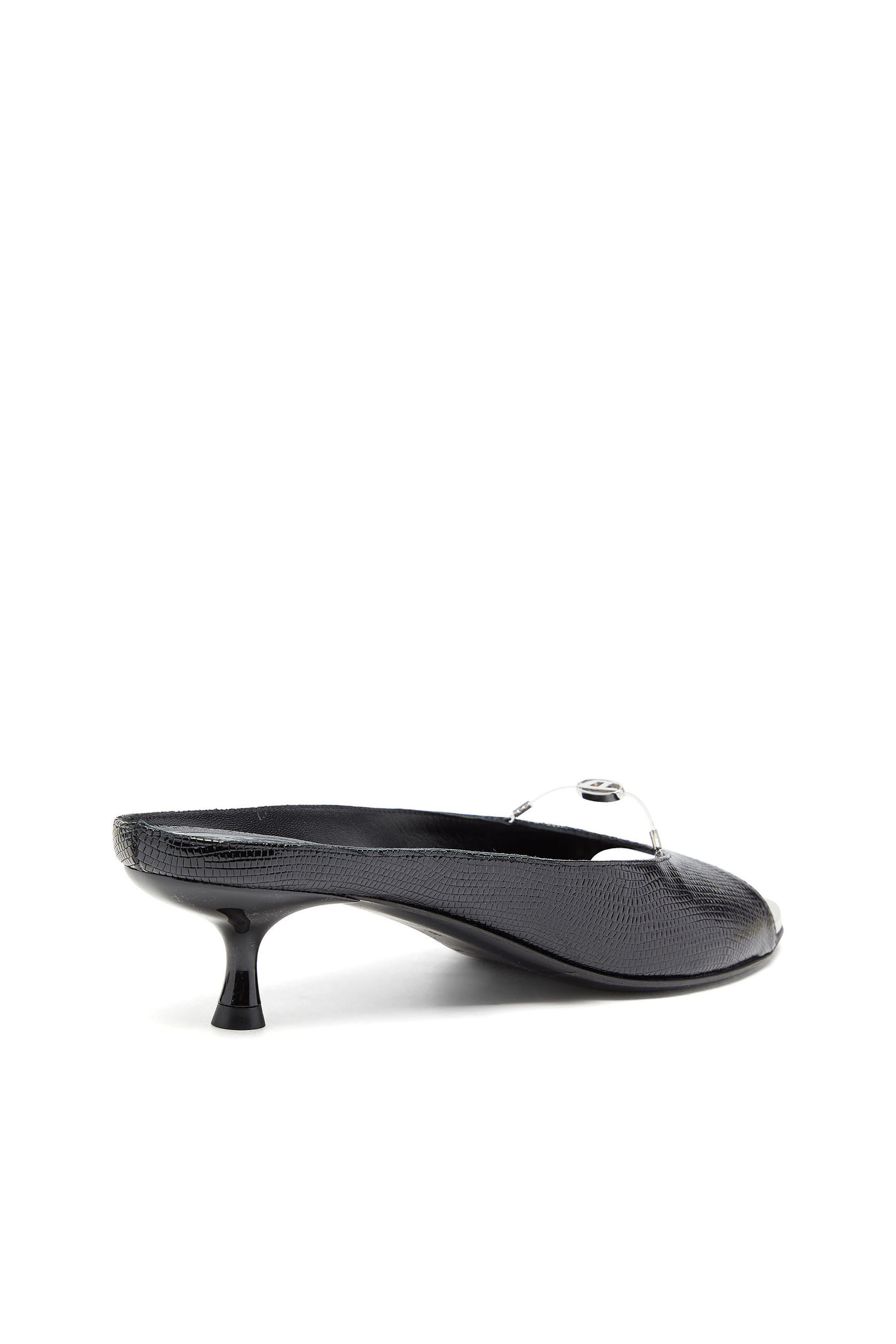 Diesel - D-DIAM'S-SA-40, D-Diam's - Mules in pelle con Oval D sospeso Donna in Nero - 5