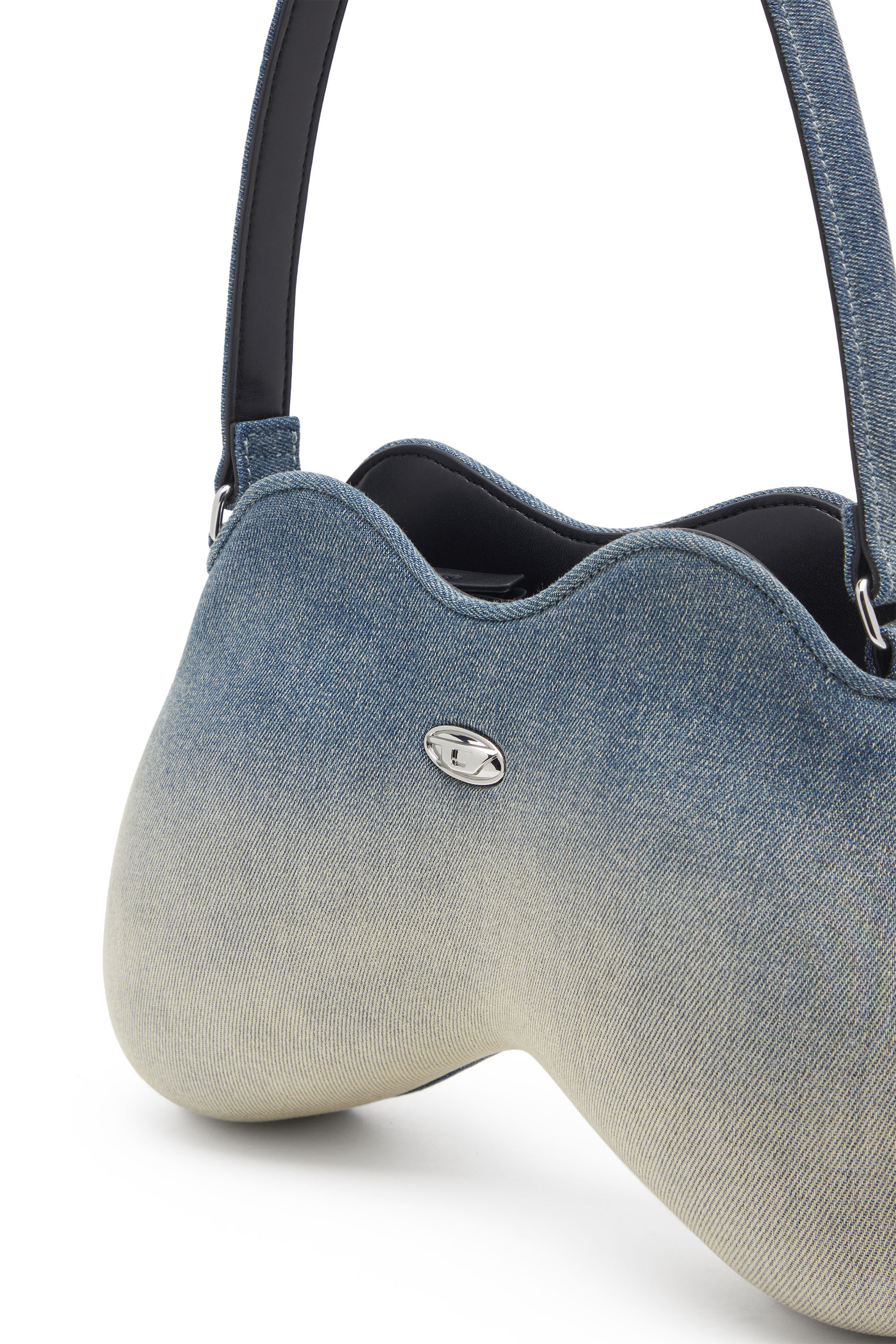 Diesel - DOUBLE-D SHOULDER, Double-D-Borsa da spalla in denim solarizzato Donna in Blu - 2