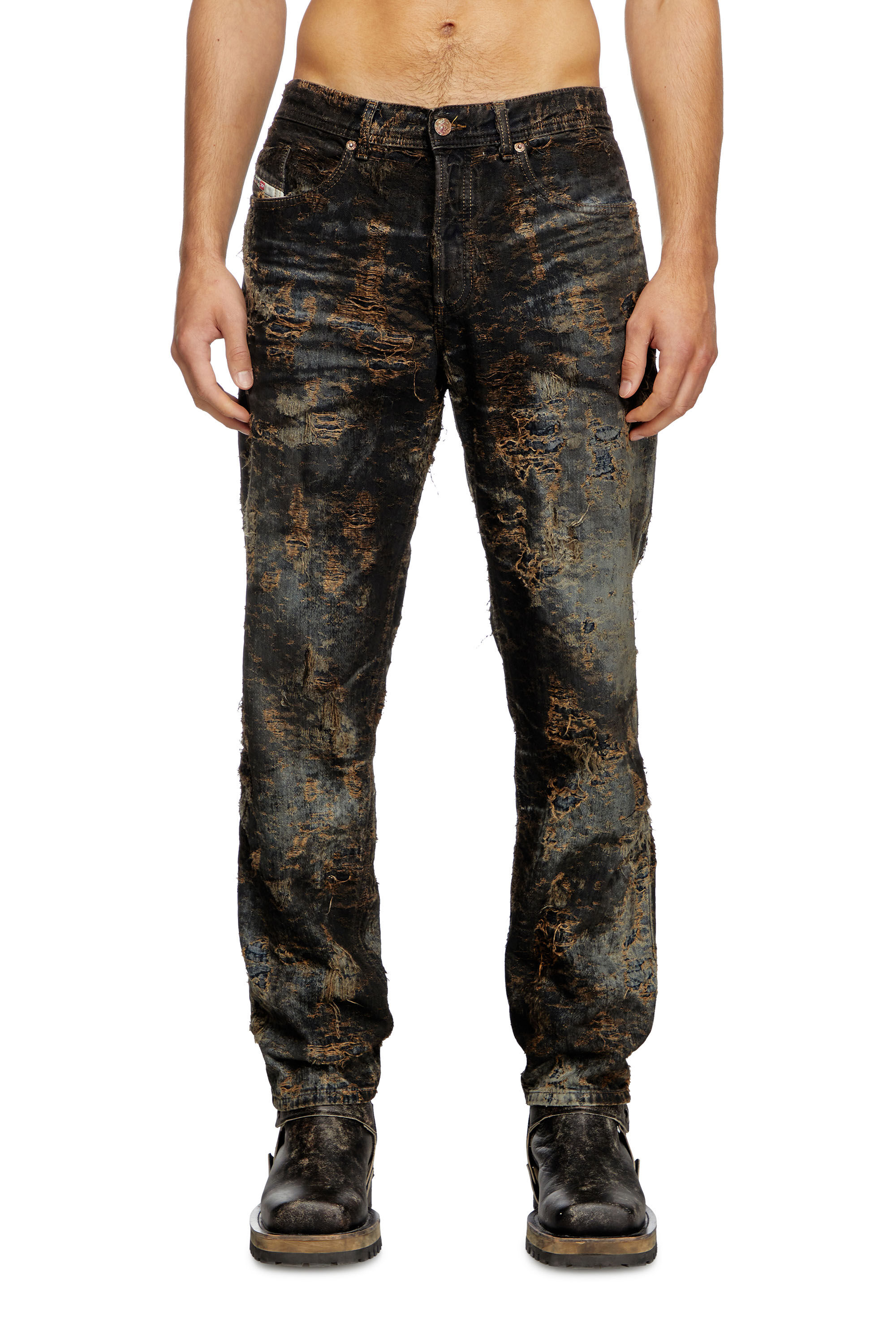 Diesel - Tapered Jeans 2023 D-Finitive 0ABCW Uomo, Nero/Grigio scuro - Image 3