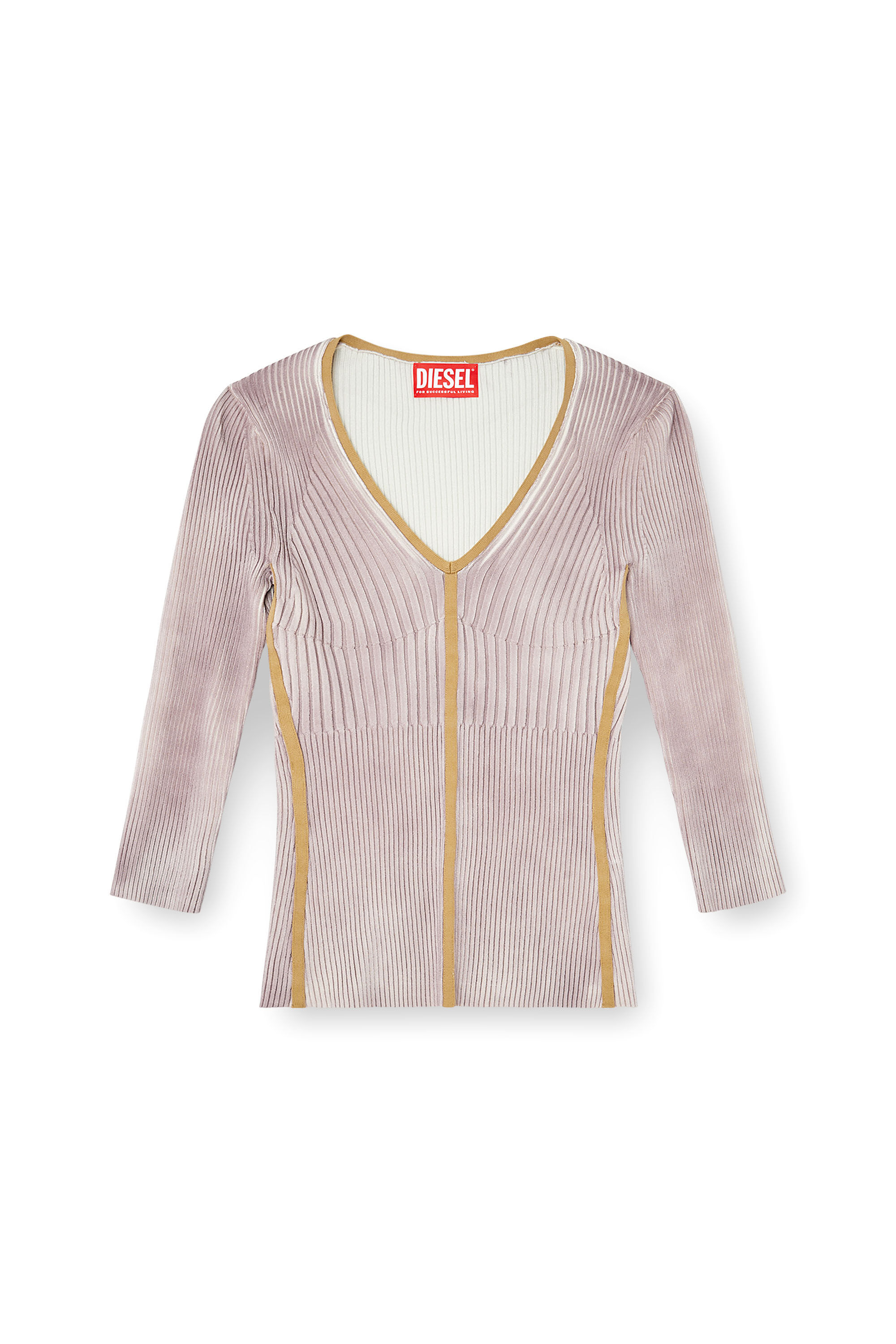 Diesel - M-SARMANI, Maglia a costine con scollo a V e bande a contrasto Donna in ToBeDefined - 2