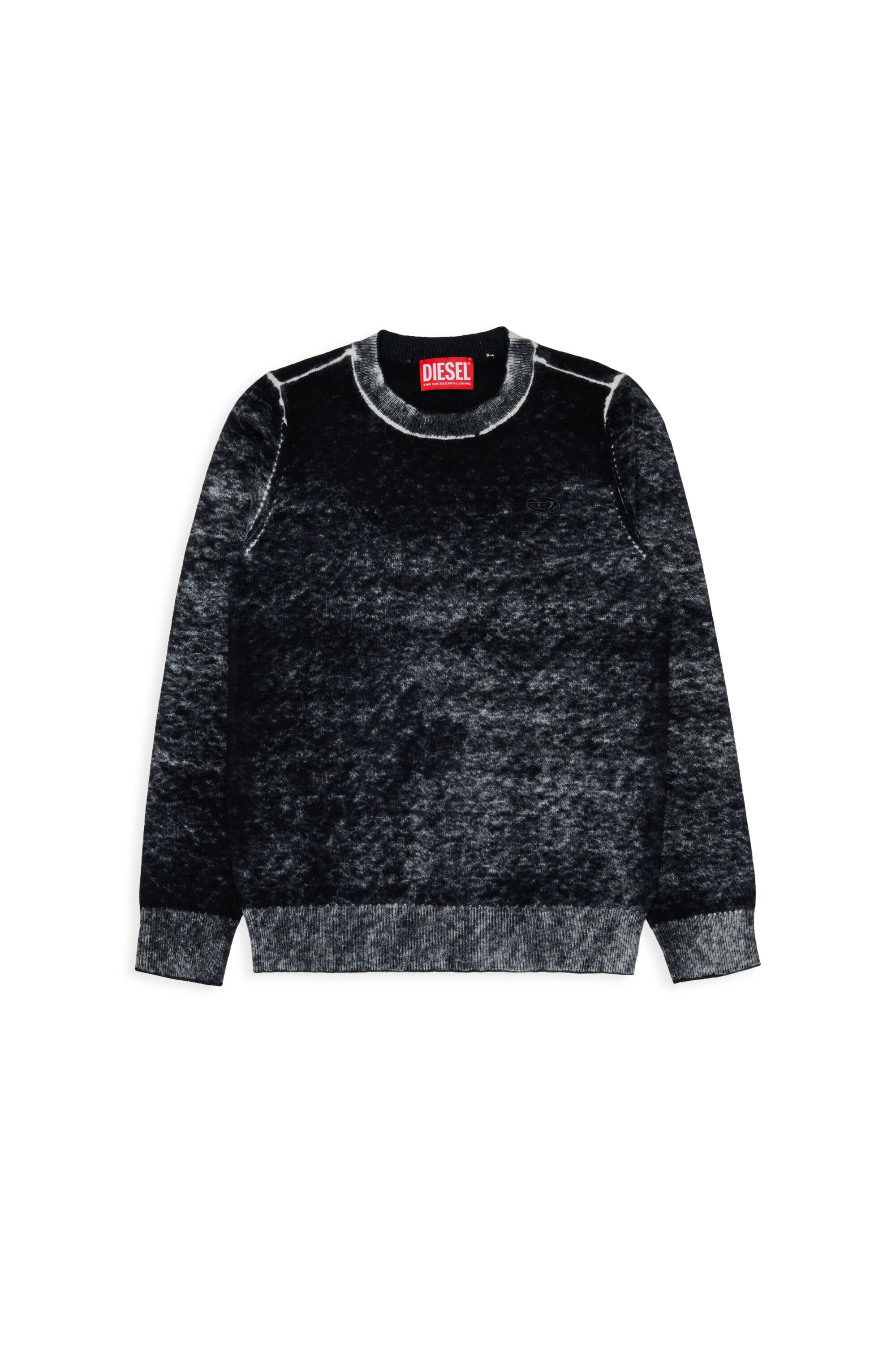 Diesel - KJEMR, Pullover in misto lana con effetto colore irregolare Uomo in Nero - 1
