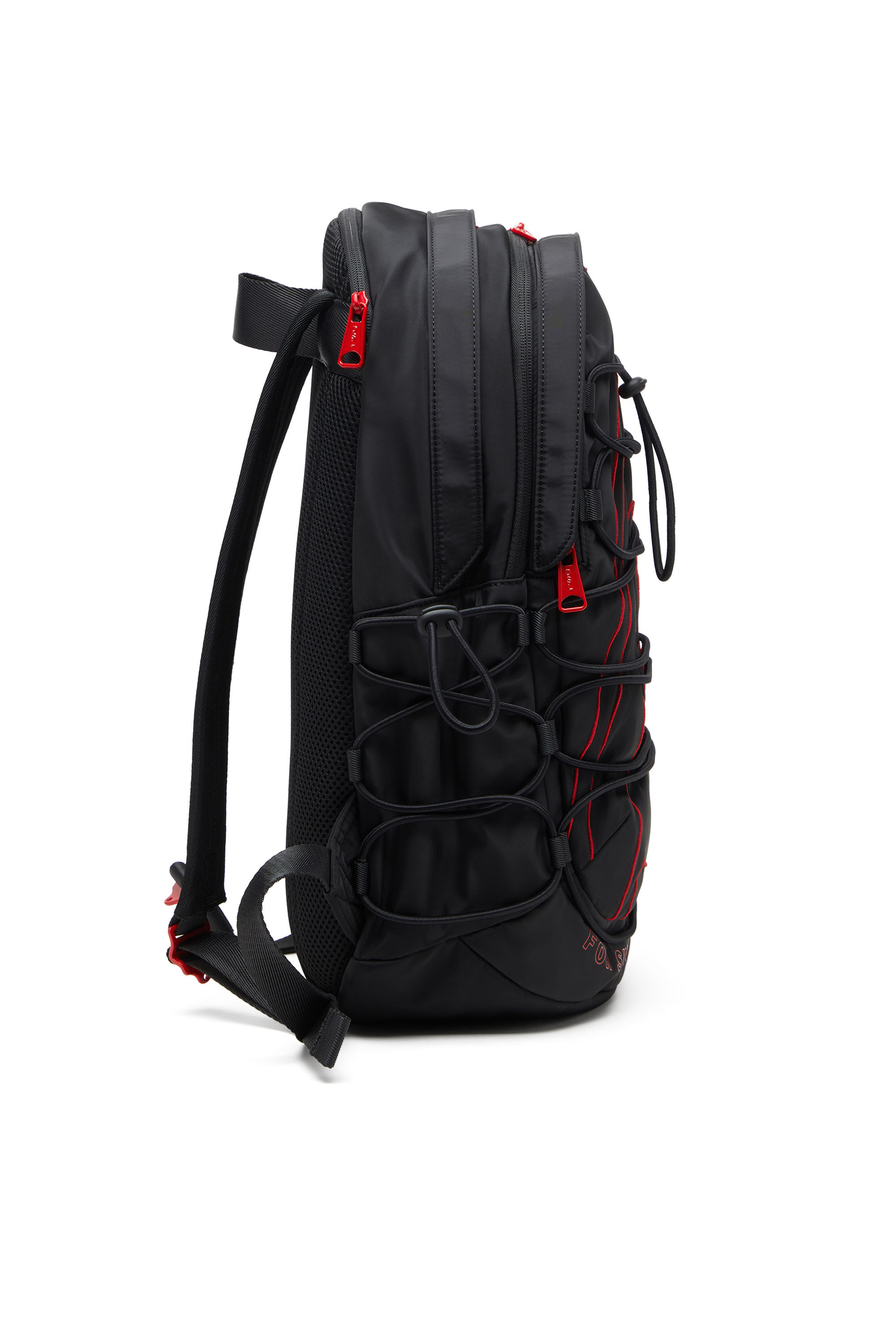 Diesel - TECH-D BACKPACK X, Tech-D-Zaino in nylon con ricamo Oval D Unisex in Nero - 4