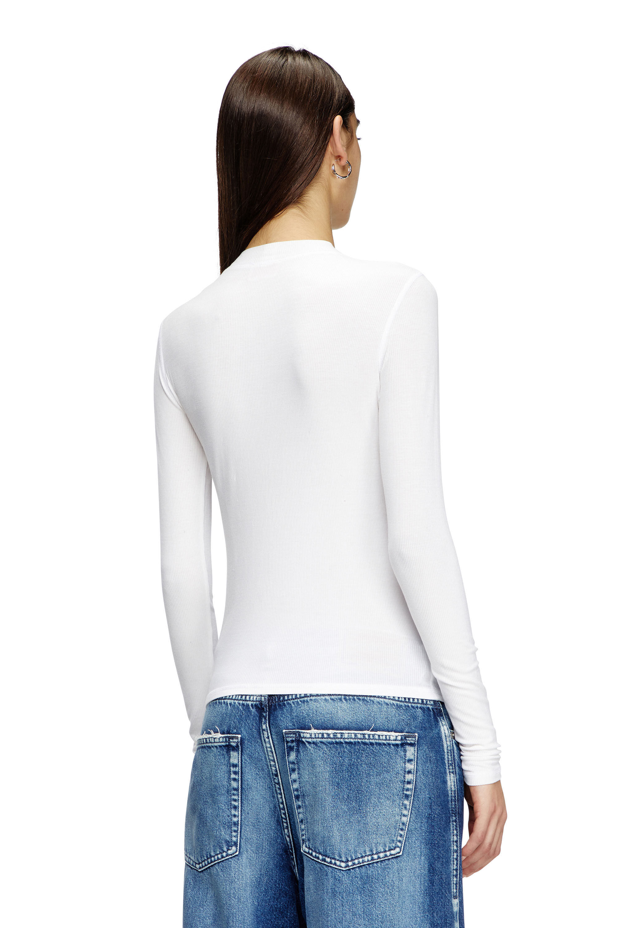 Women's Ribbed top with mock neck | White | Diesel