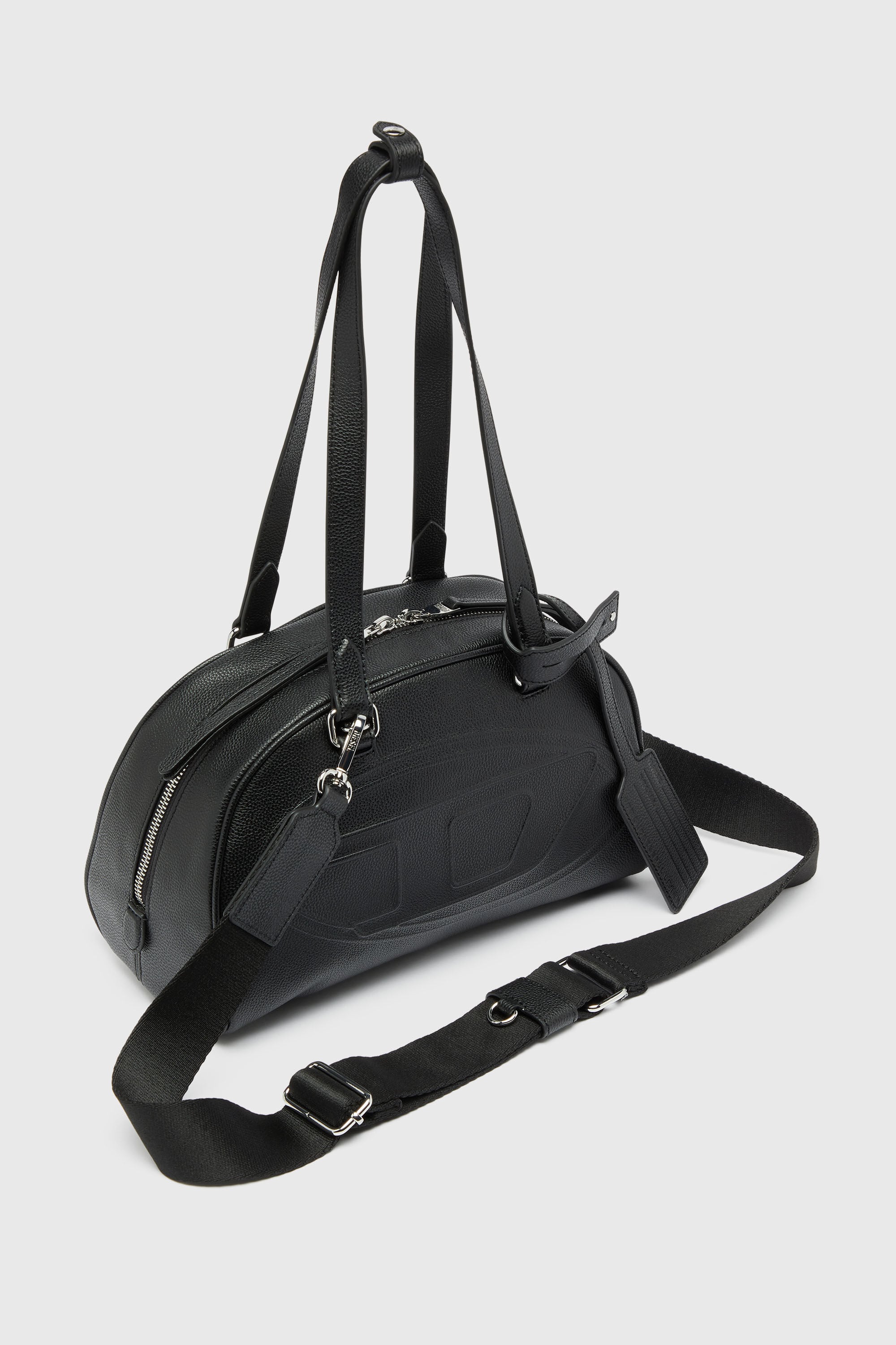 Diesel - 1DR DOME SHOULDER, 1DR Dome - Borsa Boston in pelle con logo embossato Unisex in Nero - 6