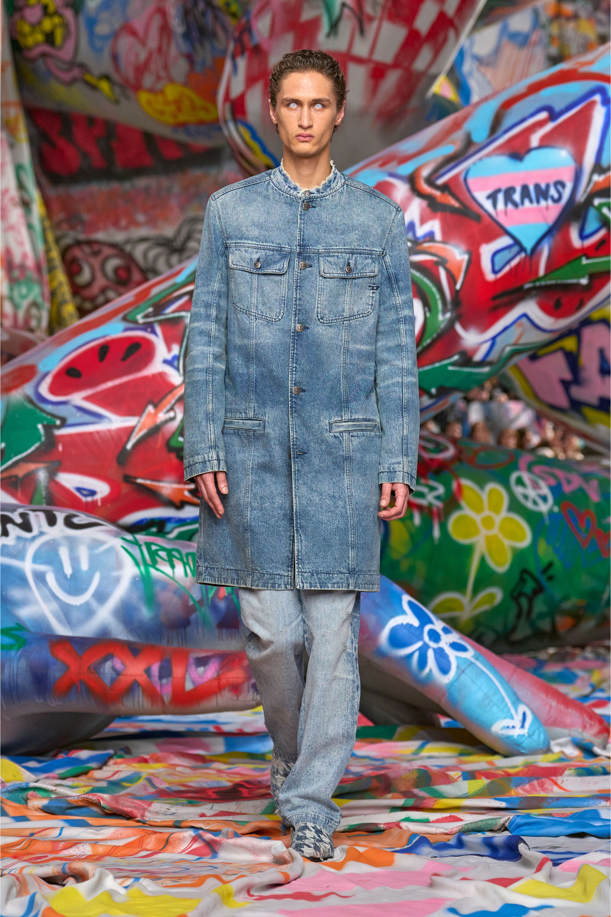 Diesel - D-SIMP-FSH, Camicia in denim distressed a nido l'ape Uomo in Blu - 6