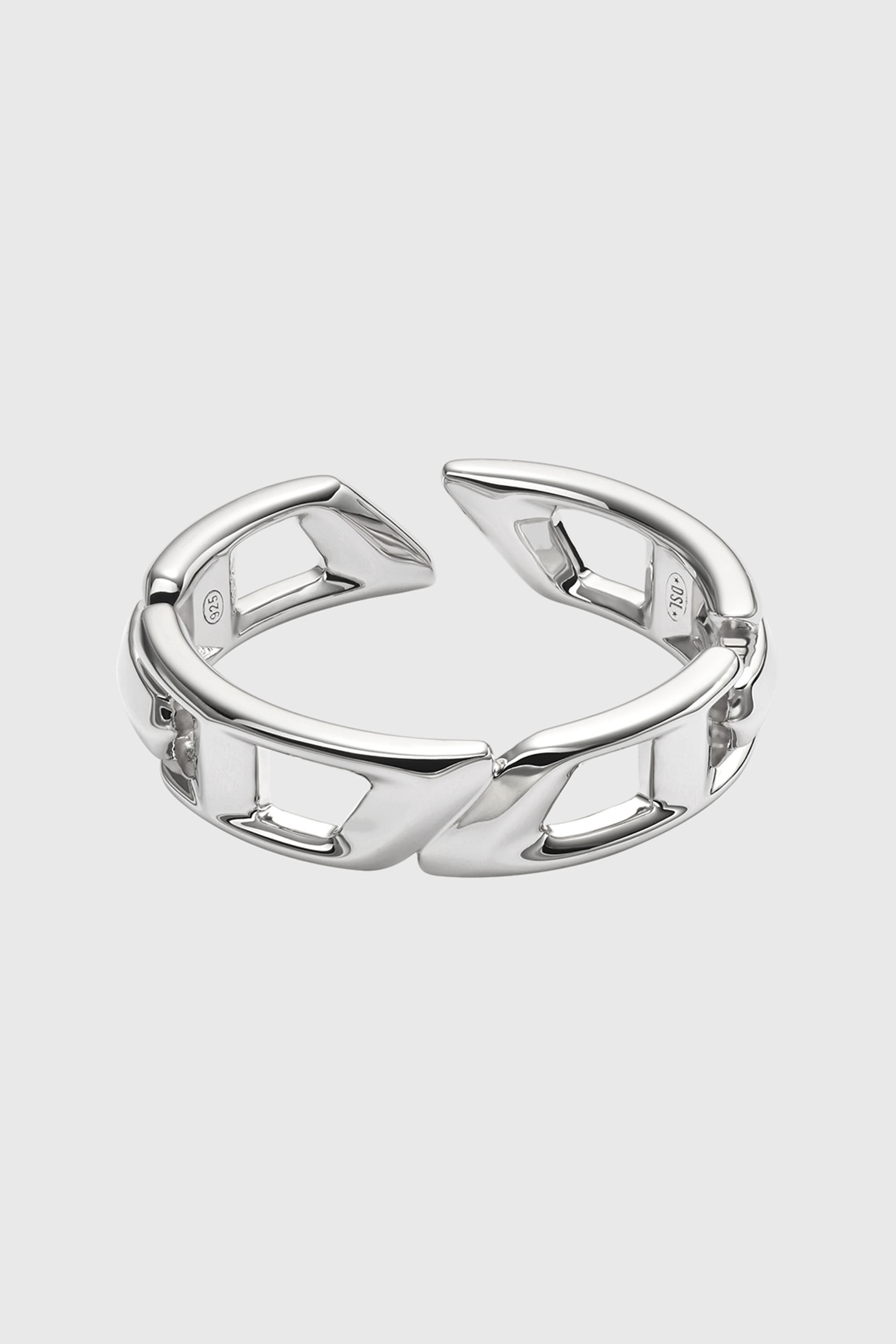 Diesel - DL1349040 STERLING SILVER JEWEL, Anello a fascia D Logo in argento sterling Unisex in Argento - 2