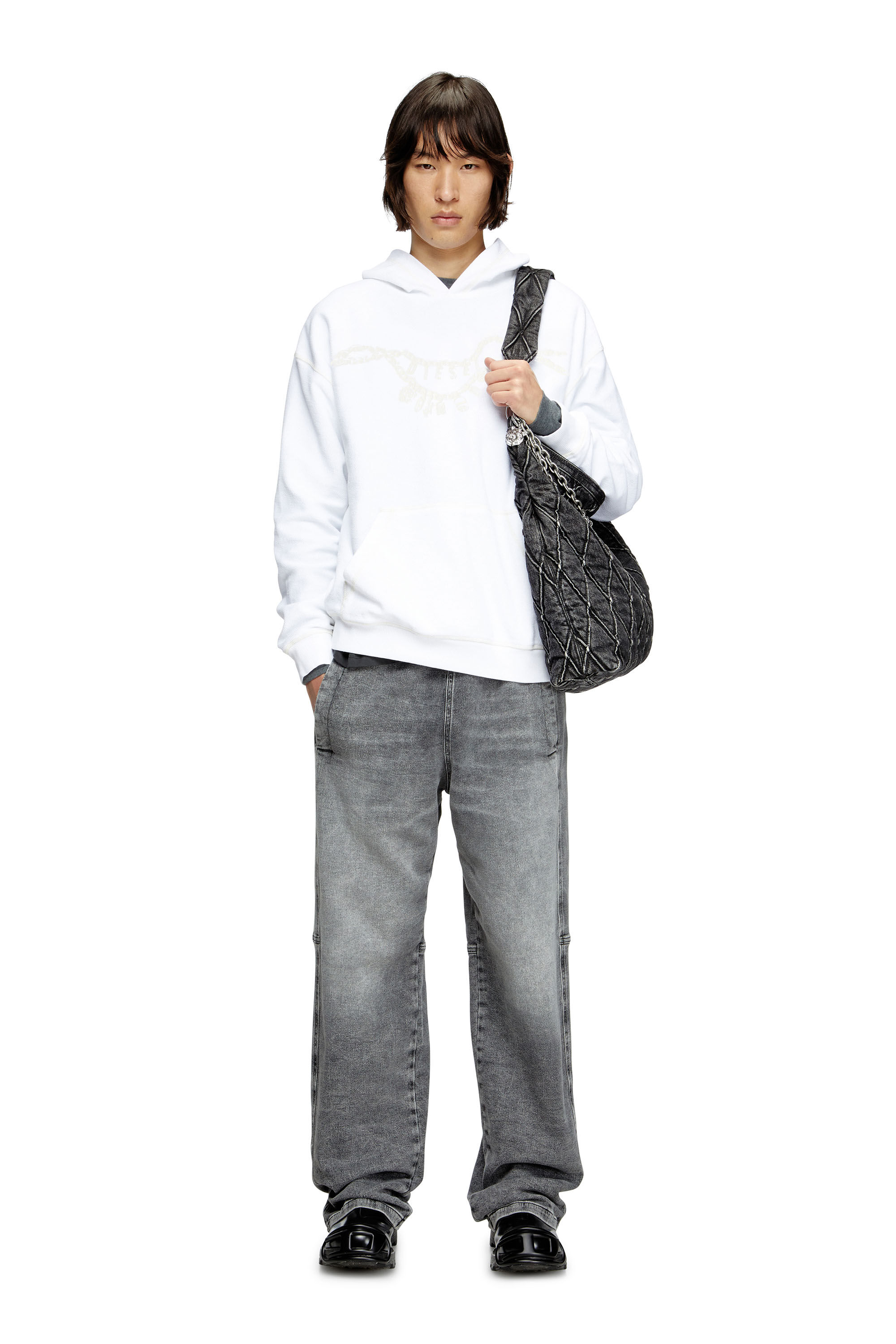 Diesel - S-BOXT-HOOD-HOSHI, Hoodie con stampa collana Unisex in Bianco - 1