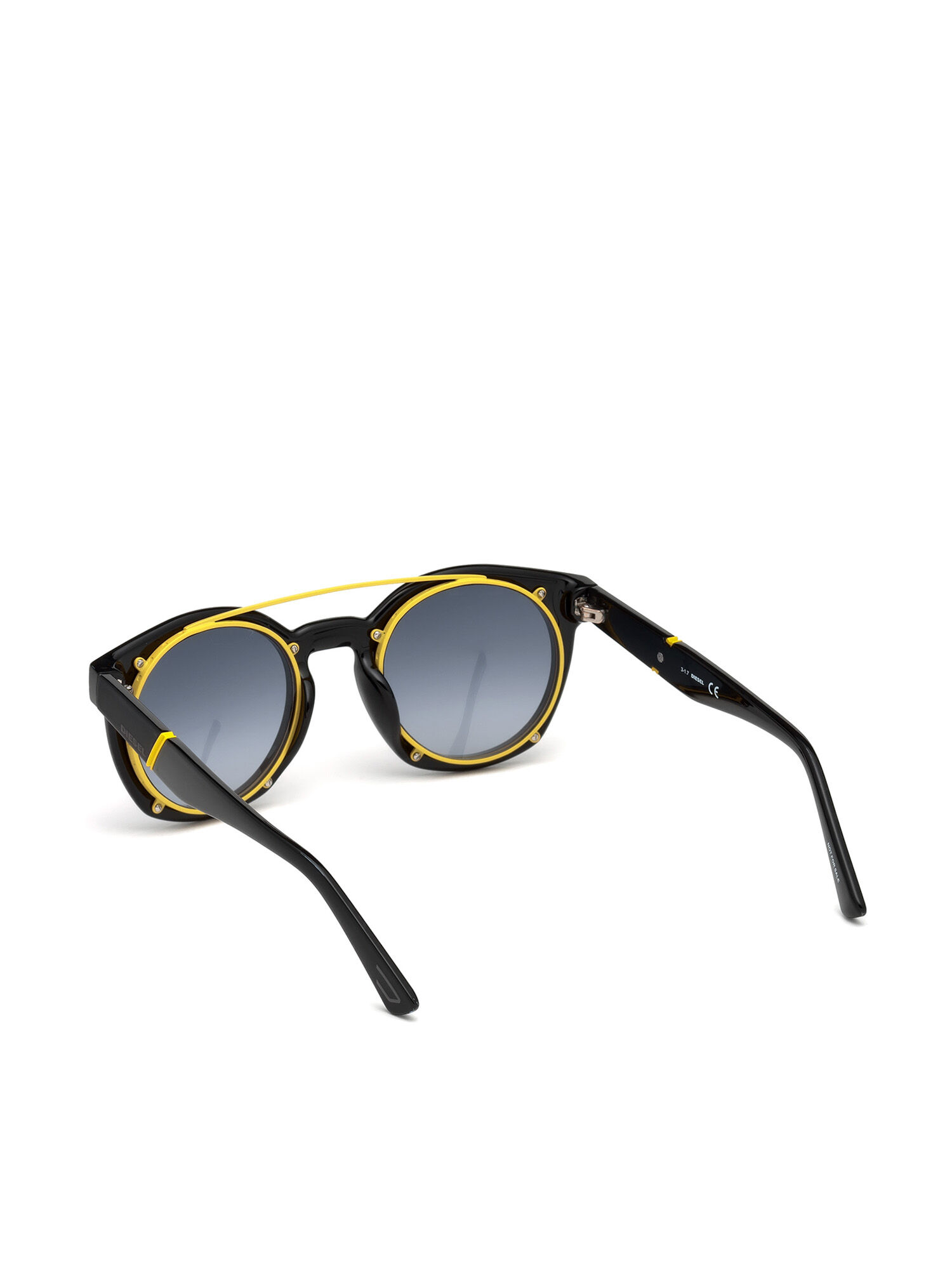 Diesel - DL0251, Occhiali tondi con clip-back lucente Unisex in Nero - 2