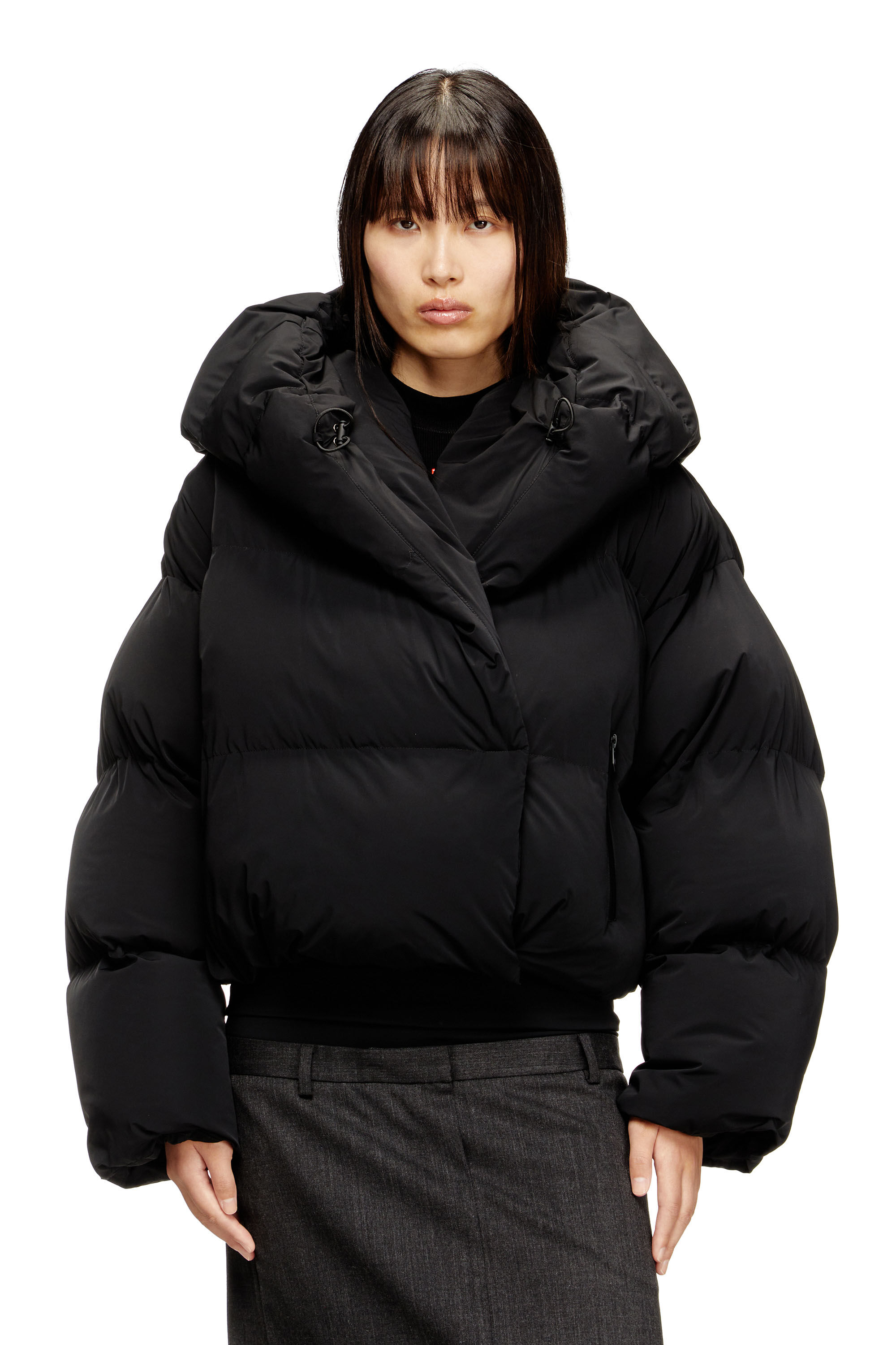 Diesel - W-ILEY-T1, Giacca imbottita a portafoglio in nylon bi-stretch Donna in Nero - 3