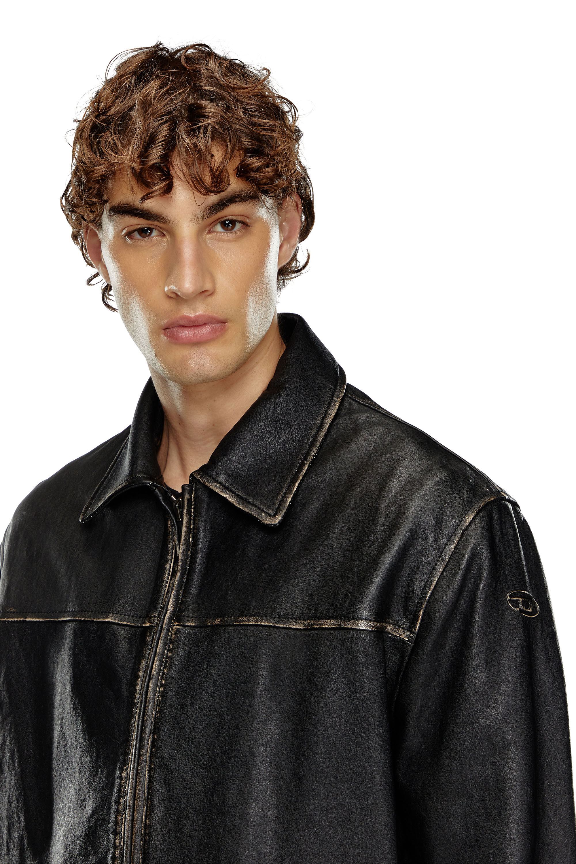 Giacca in pelle distressed Uomo | Nero | Diesel