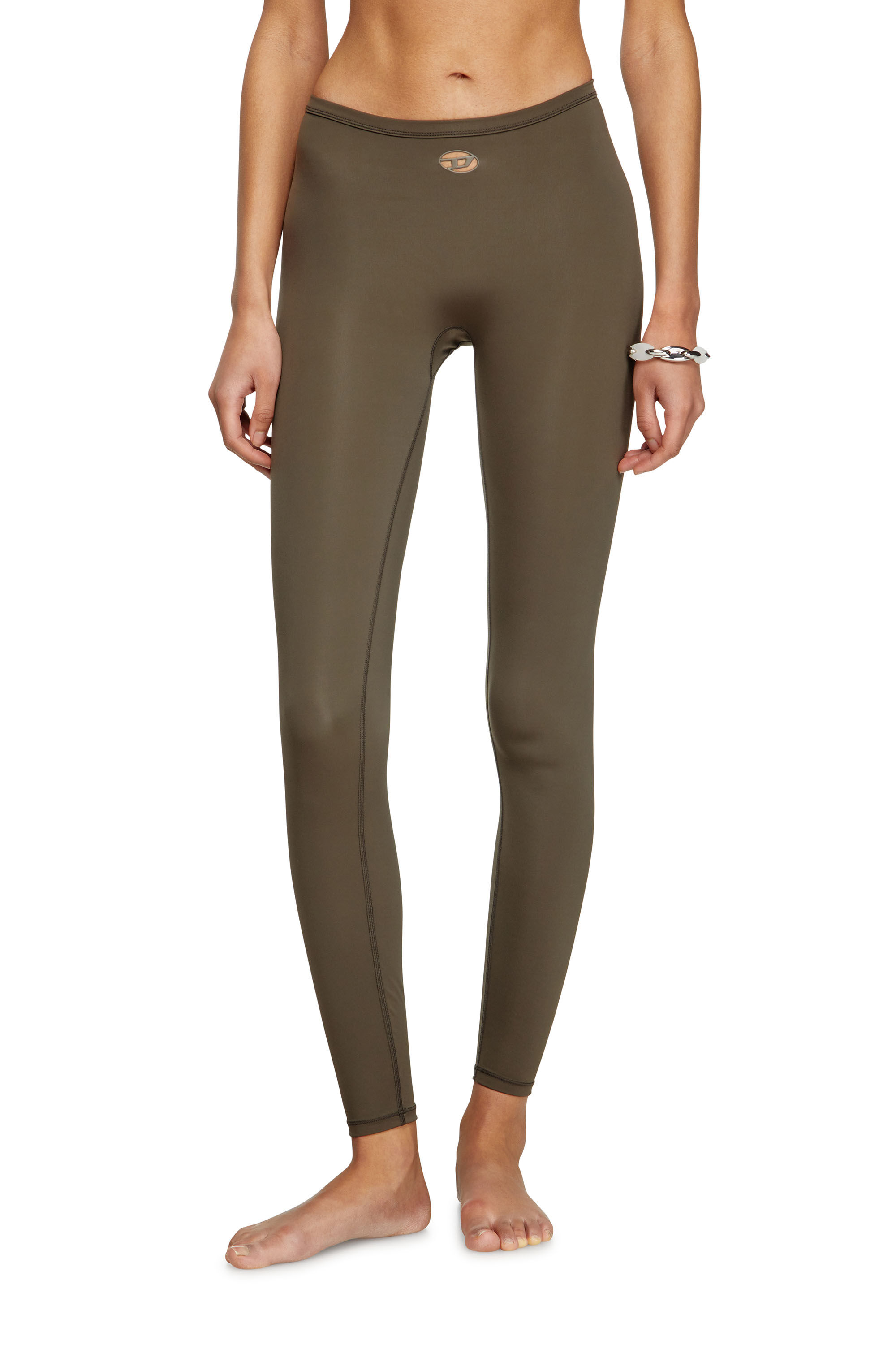 Diesel - MINA-UTLT, Stretch Nylon leggings Donna in Marrone - 3