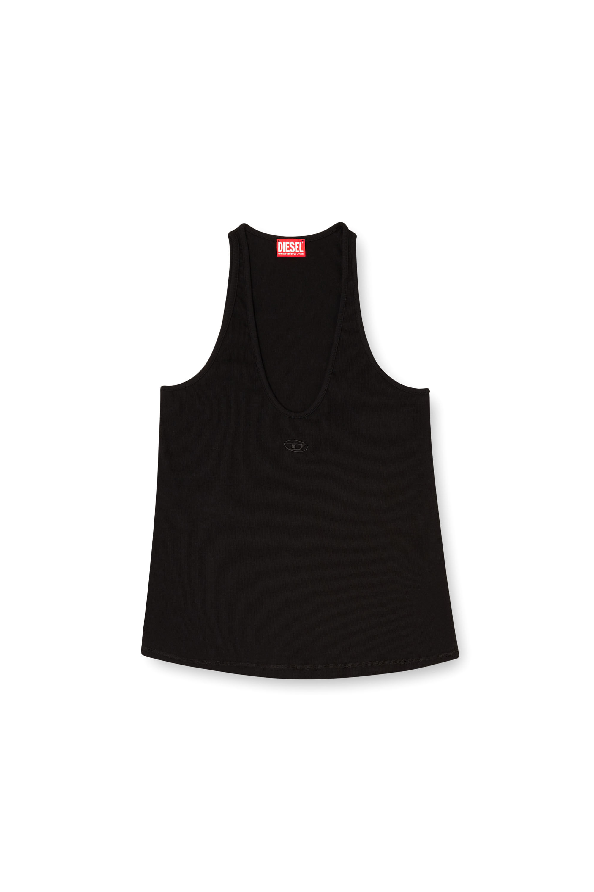Diesel - T-IPSYA-LKDS, Woman's Ribbed tank with Oval D in Black - 2