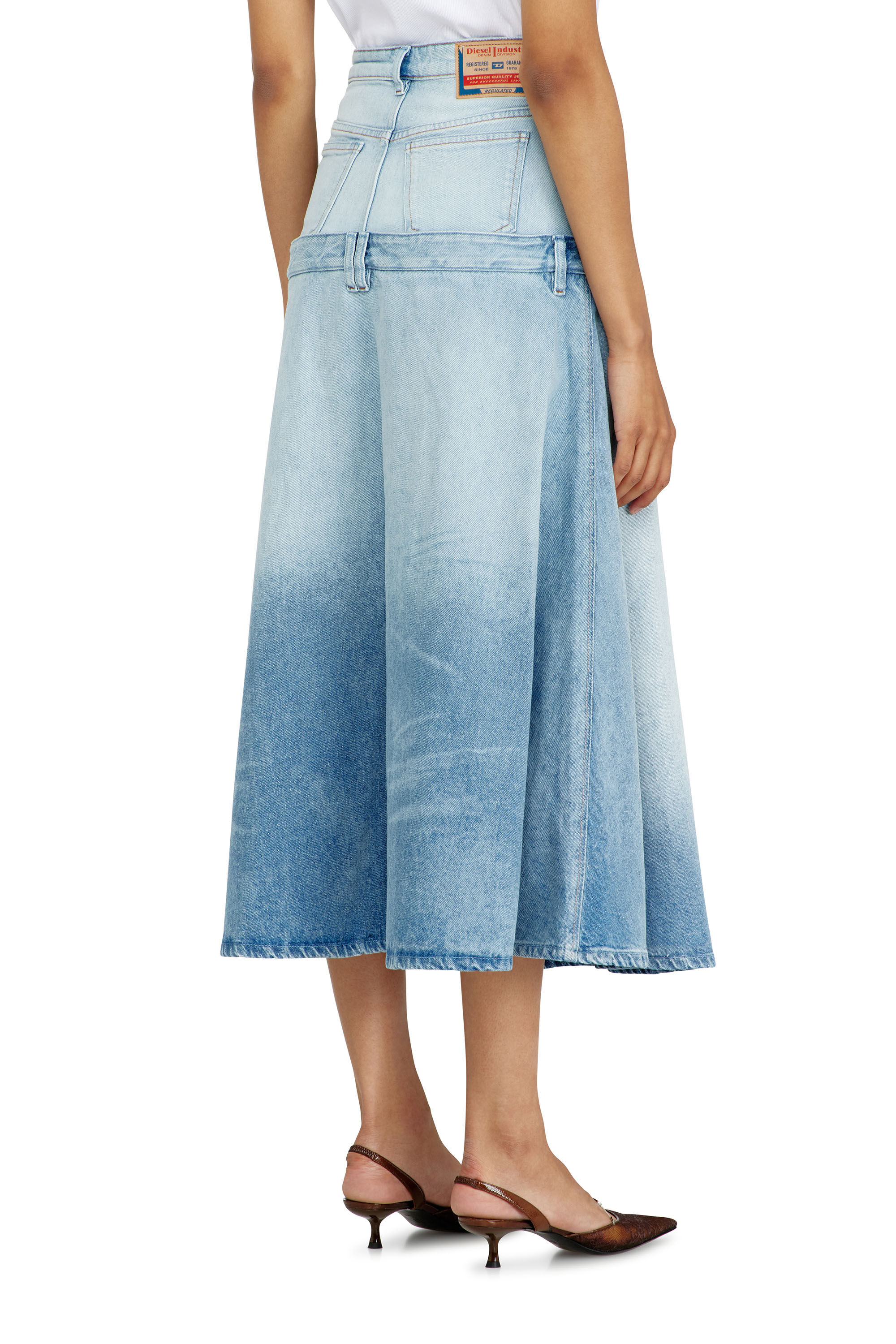 Diesel - DE-VORYA-S, Gonna in denim con design a strati Donna in Blu - 4