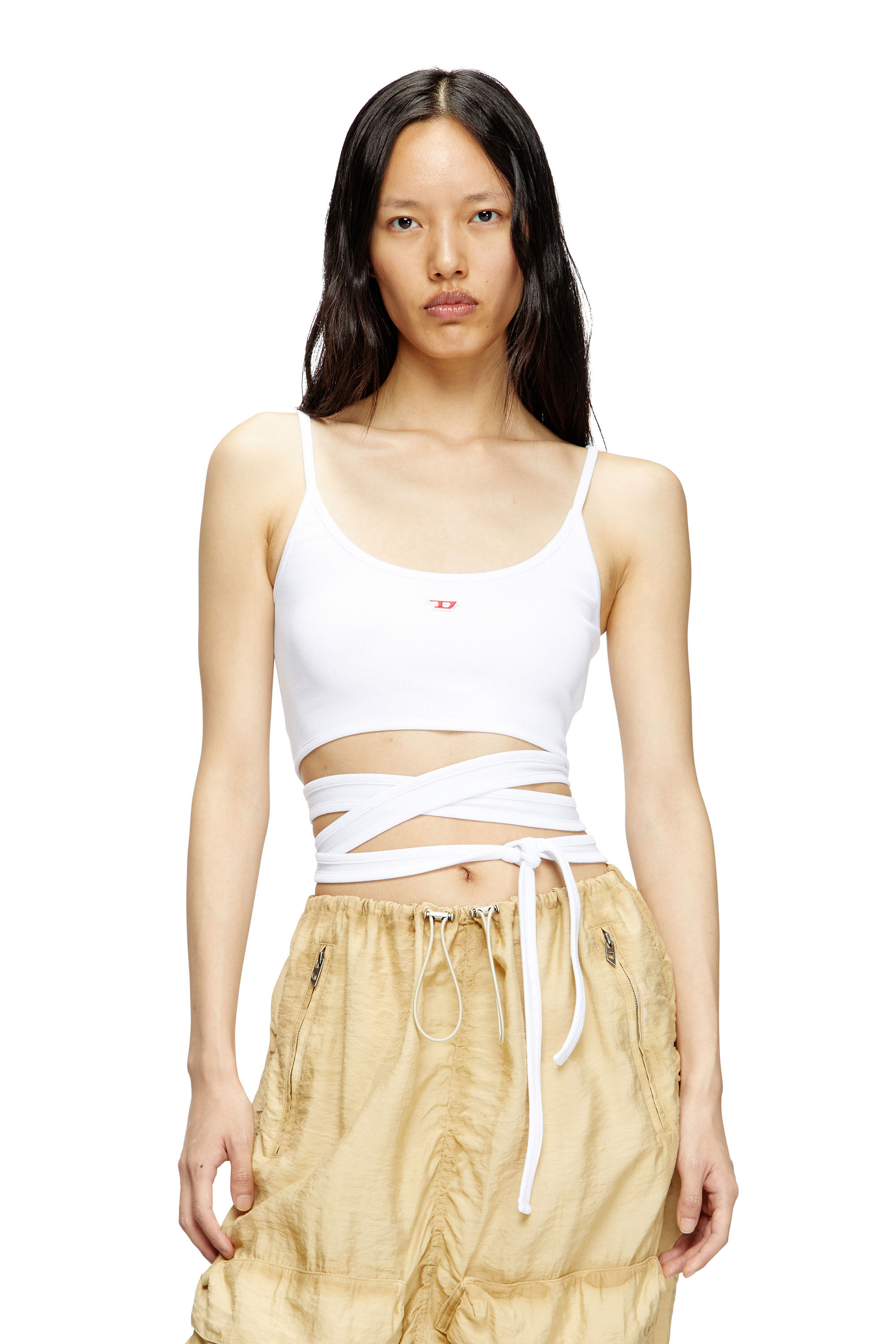 Diesel - T-LEYA-TAIL, Top a canotta con lacci Donna in Bianco - 2