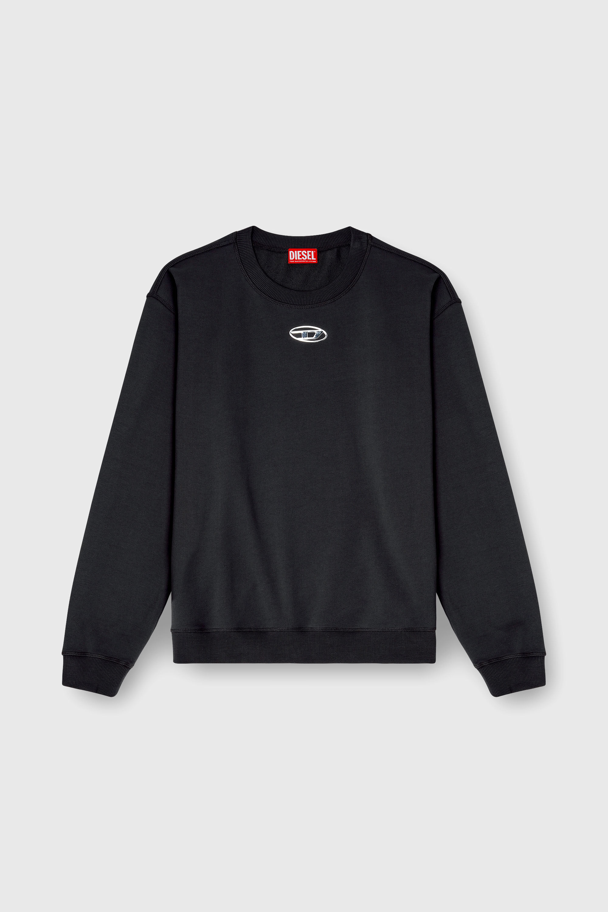Diesel - S-NORM-IOD, Felpa regular con Oval D metallico Uomo in Nero - 2
