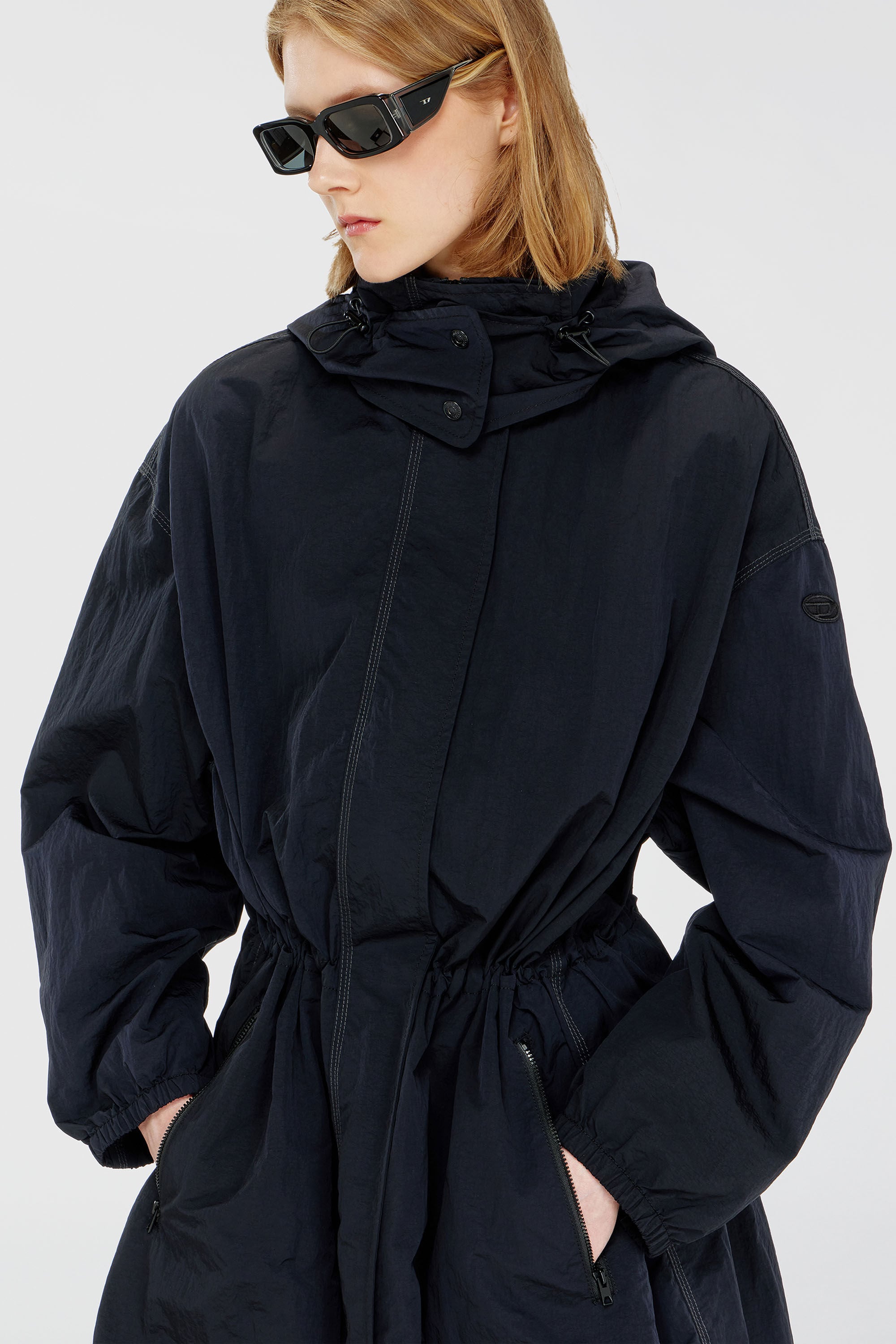 Diesel - G-ASTER-T1, Trench in nylon con cappuccio rimovibile Donna in Blu - 5