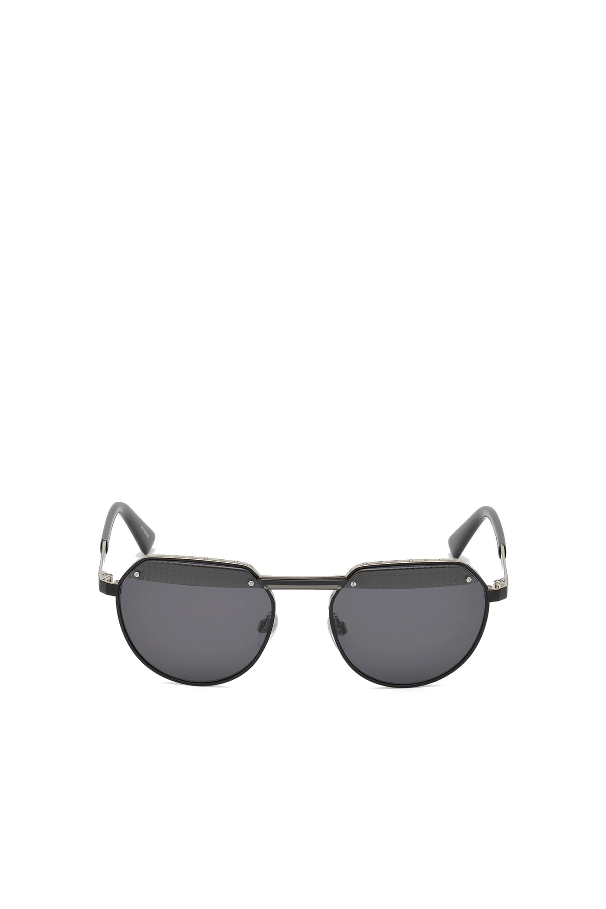 Diesel - DL0260, Occhiali esagonali con ponte effetto puntinato Unisex in Nero - 1