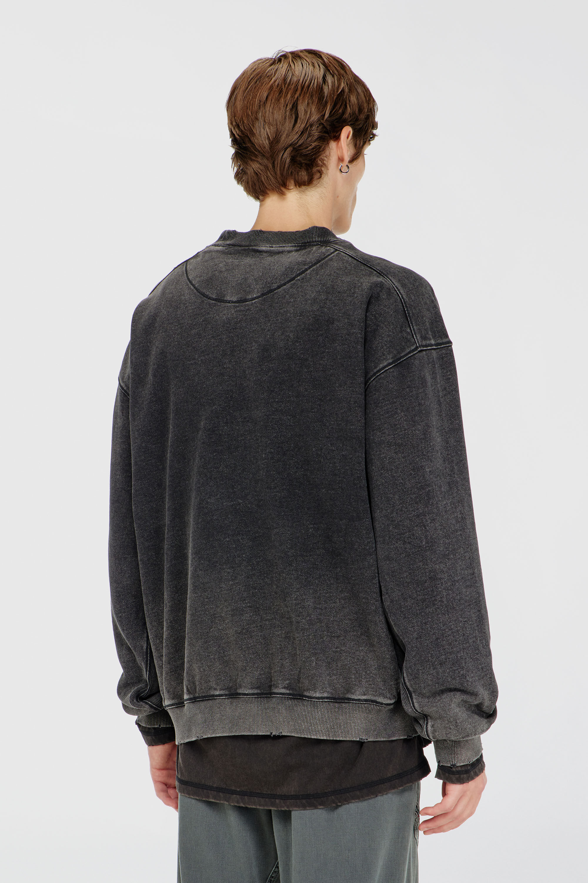 Diesel - S-CROX, Felpa in cotone con effetto faded Uomo in Grigio - 4