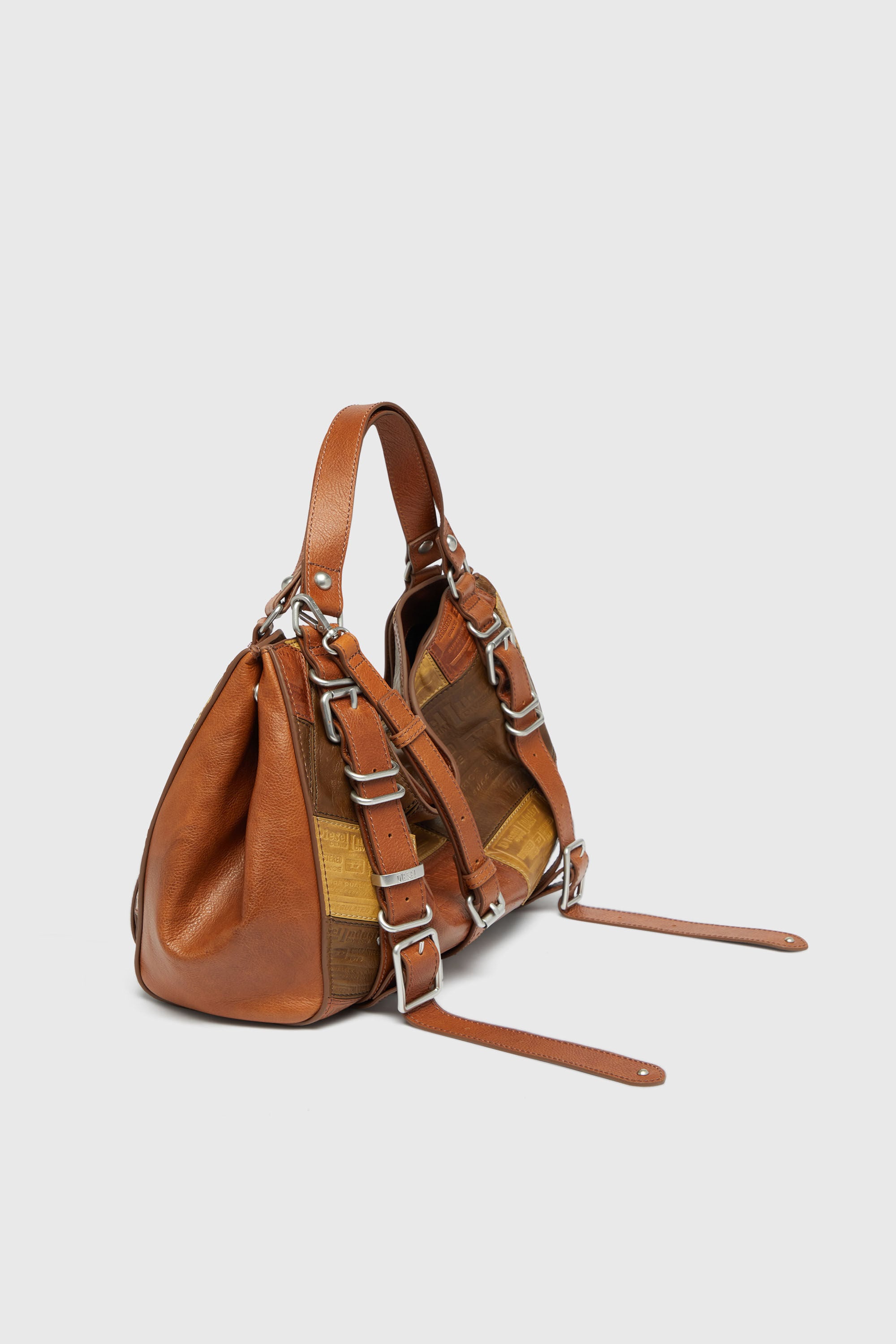 Diesel - D-ONE TOPHANDLE M, D-One-Borsa media a mano in pelle patchwork Unisex in Marrone - 4