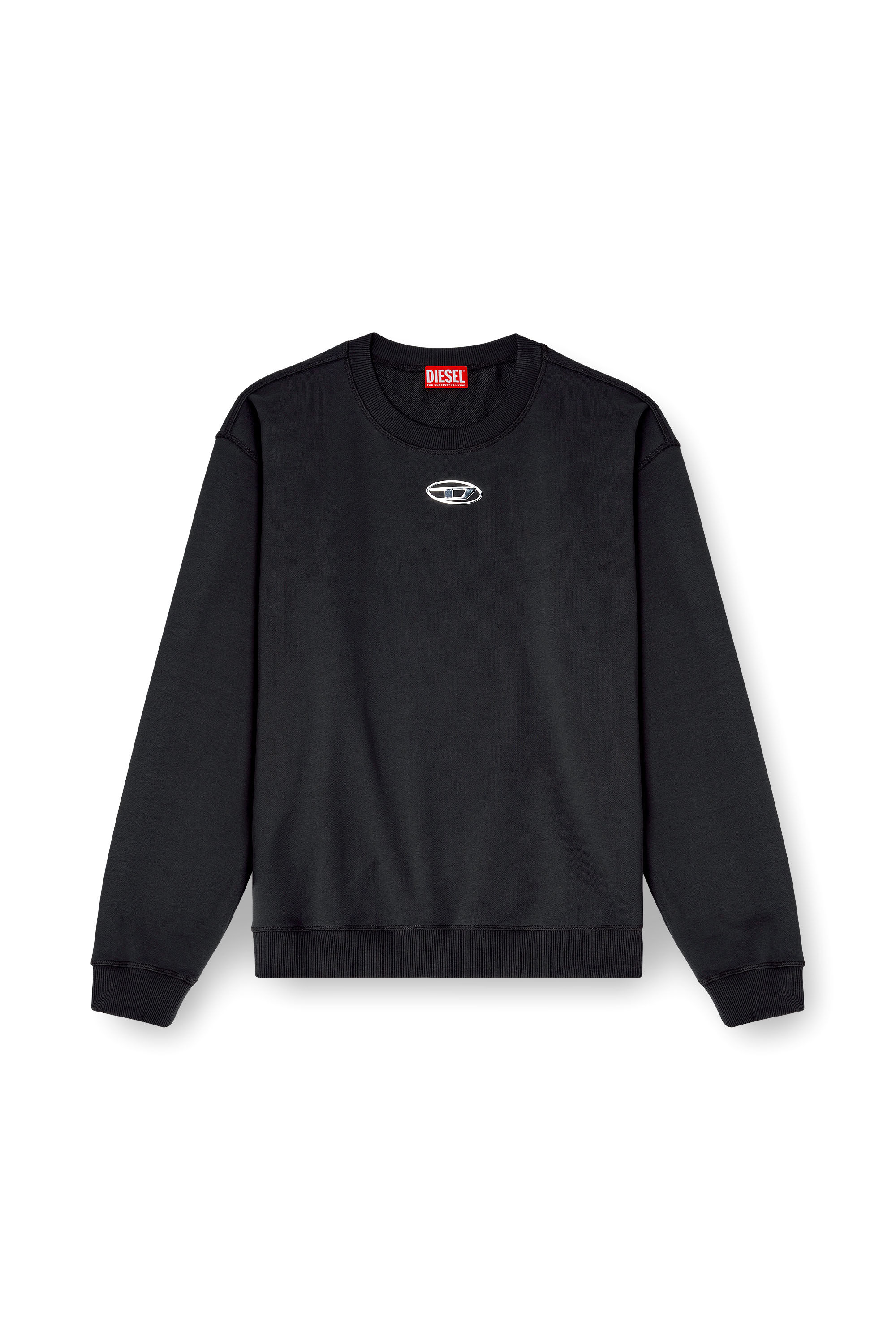 Diesel - S-NORM-IOD, Felpa regular con Oval D metallico Uomo in Nero - 2