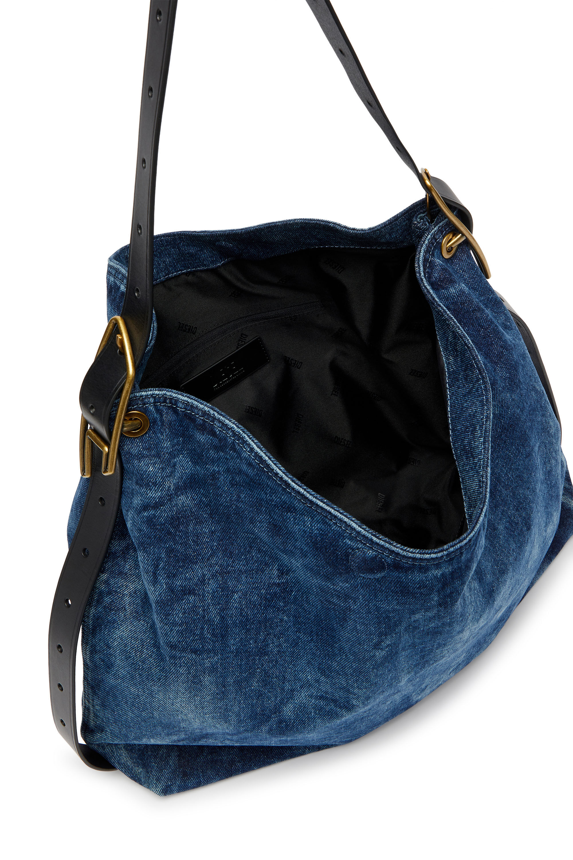 Diesel - D-LINE HOBO L, D-Line-Borsa hobo in denim Donna in Blu - 4