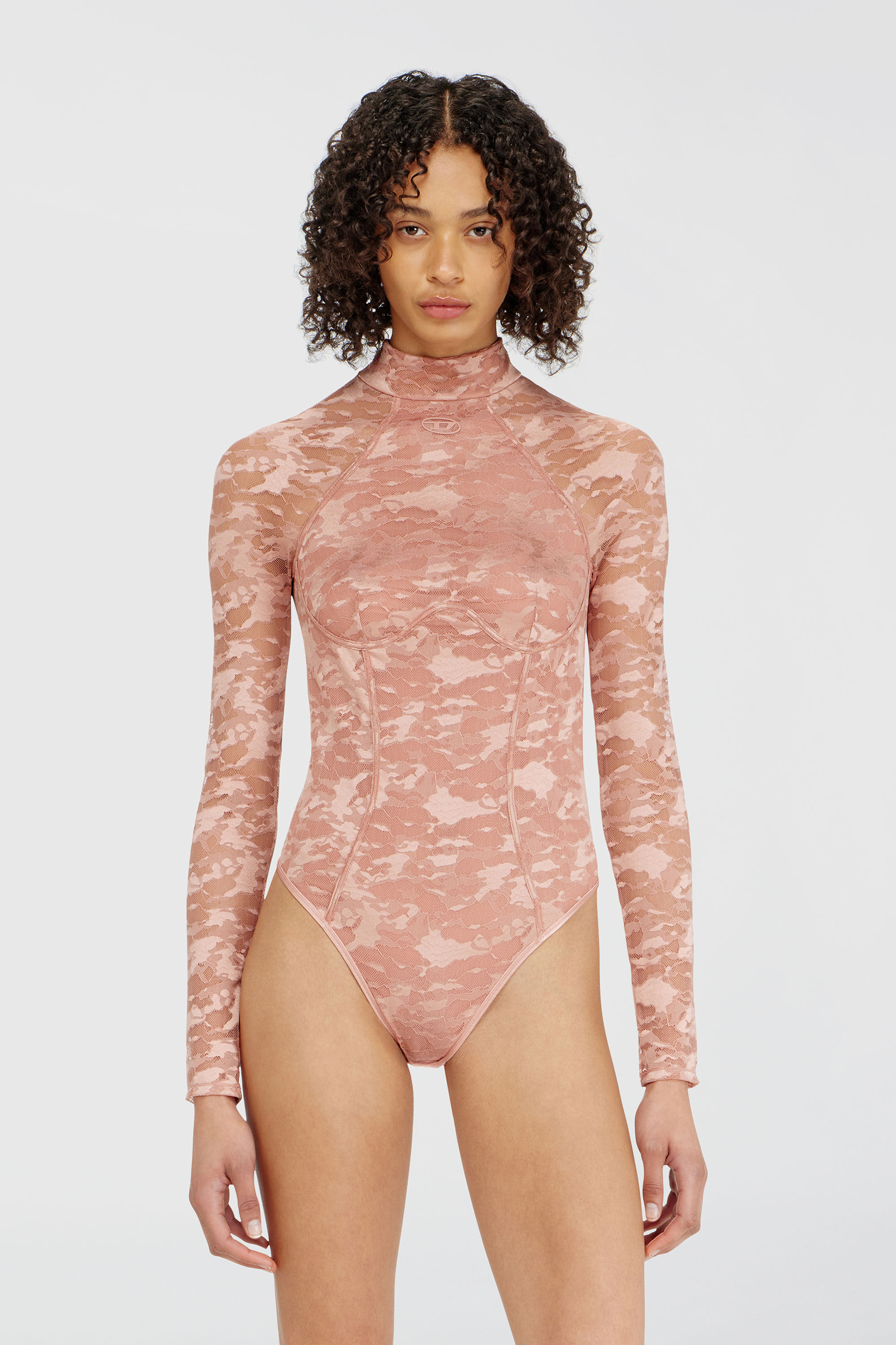 Diesel - VIVIAN-UTLT, Body in pizzo di nylon con schiena scoperta Donna in Rosa - 3